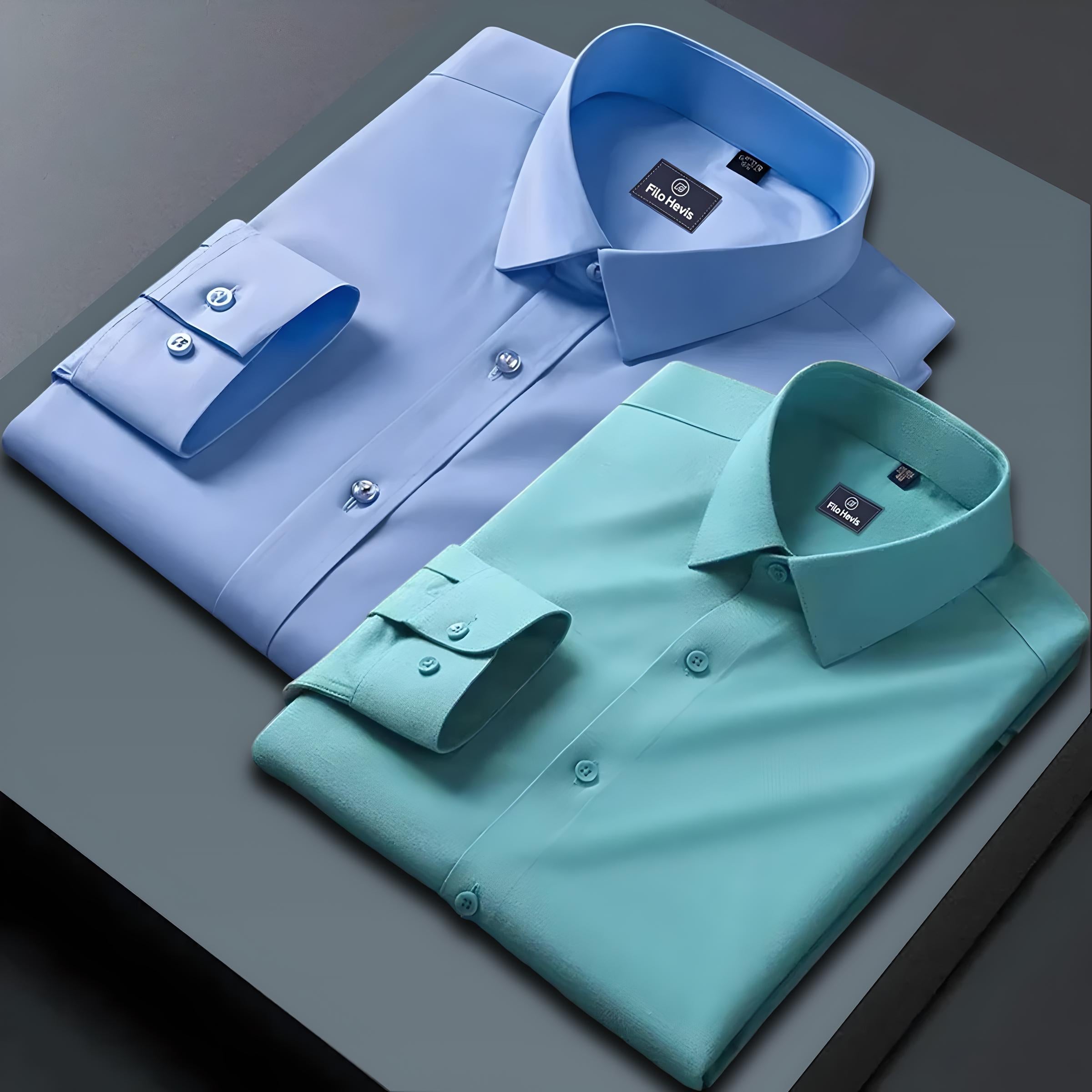 Combo of 2 Formal shirts Sky Blue & Sea Green Colour