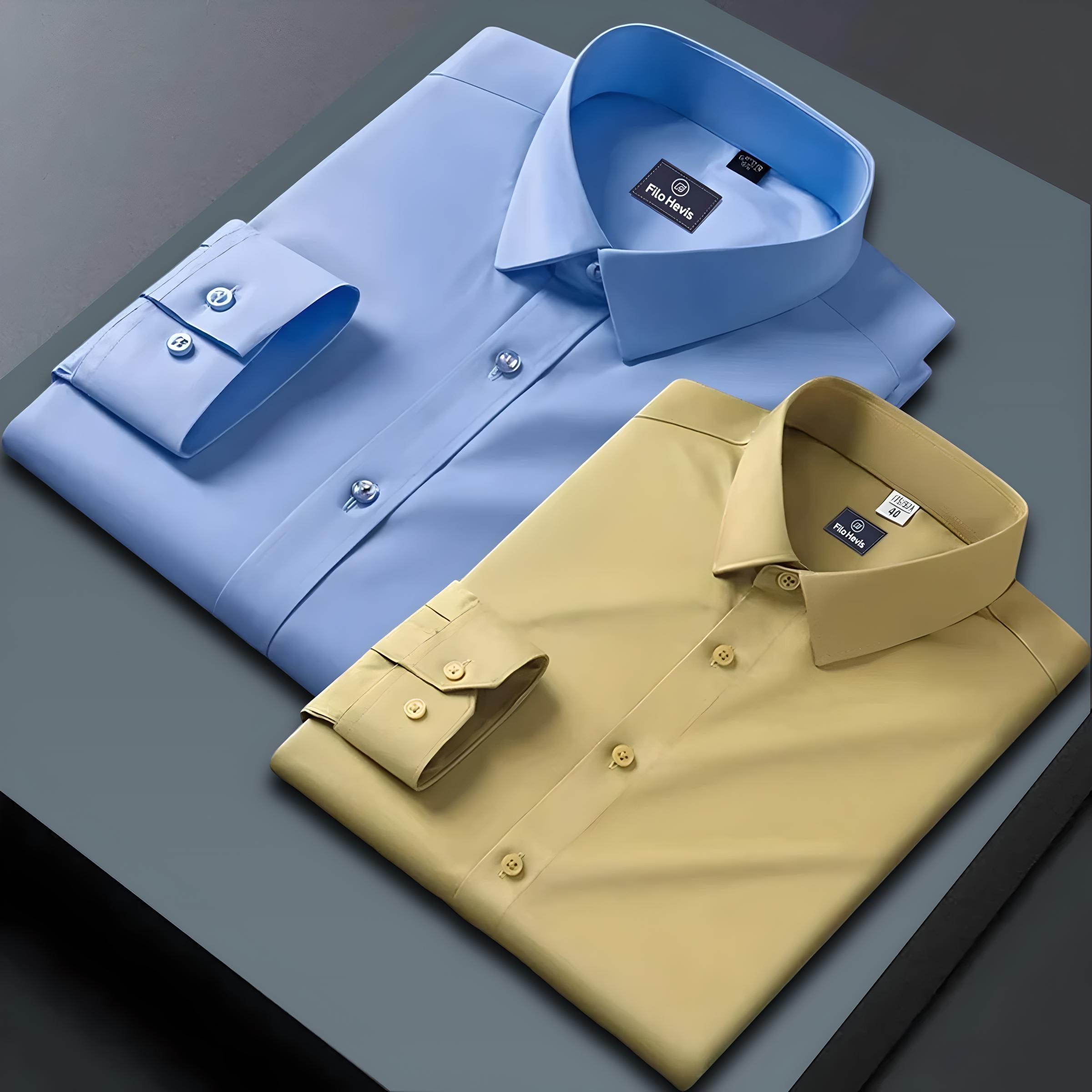 Combo of 2 Formal shirts Sky Blue & Yellow Colour