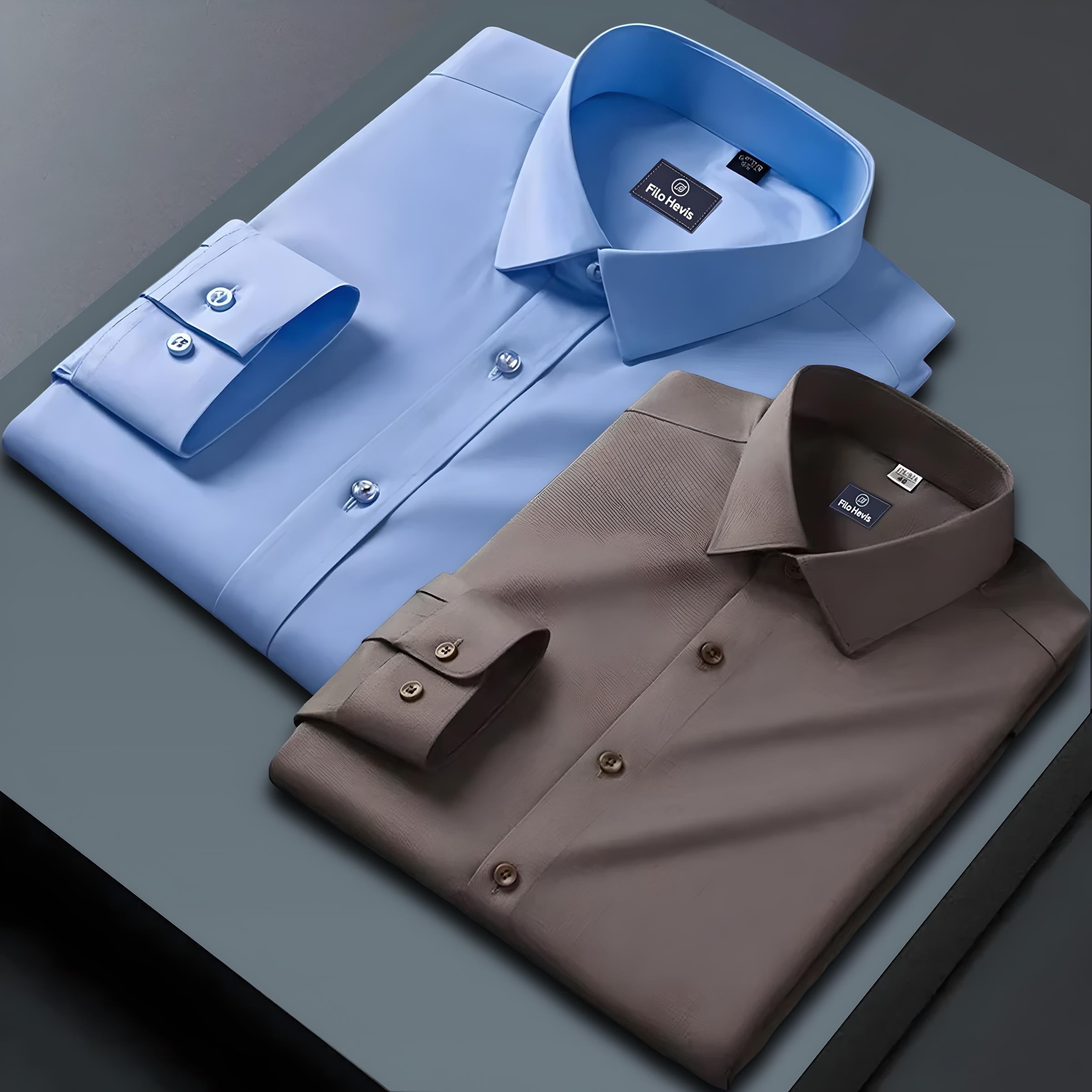 Combo of 2 Formal shirts Sky Blue & Brown Colour