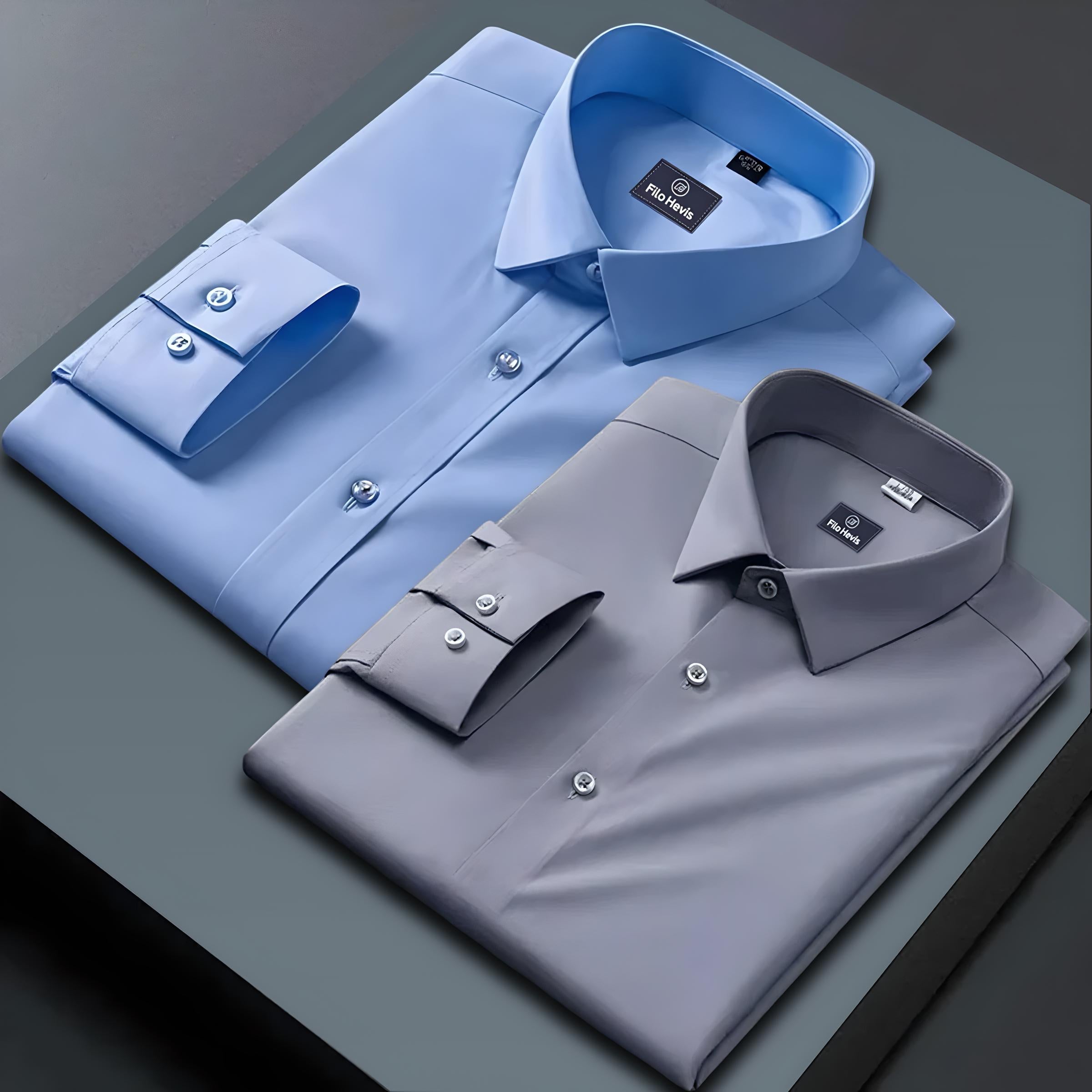 Combo of 2 Formal shirts Sky Blue & Light Grey Colour