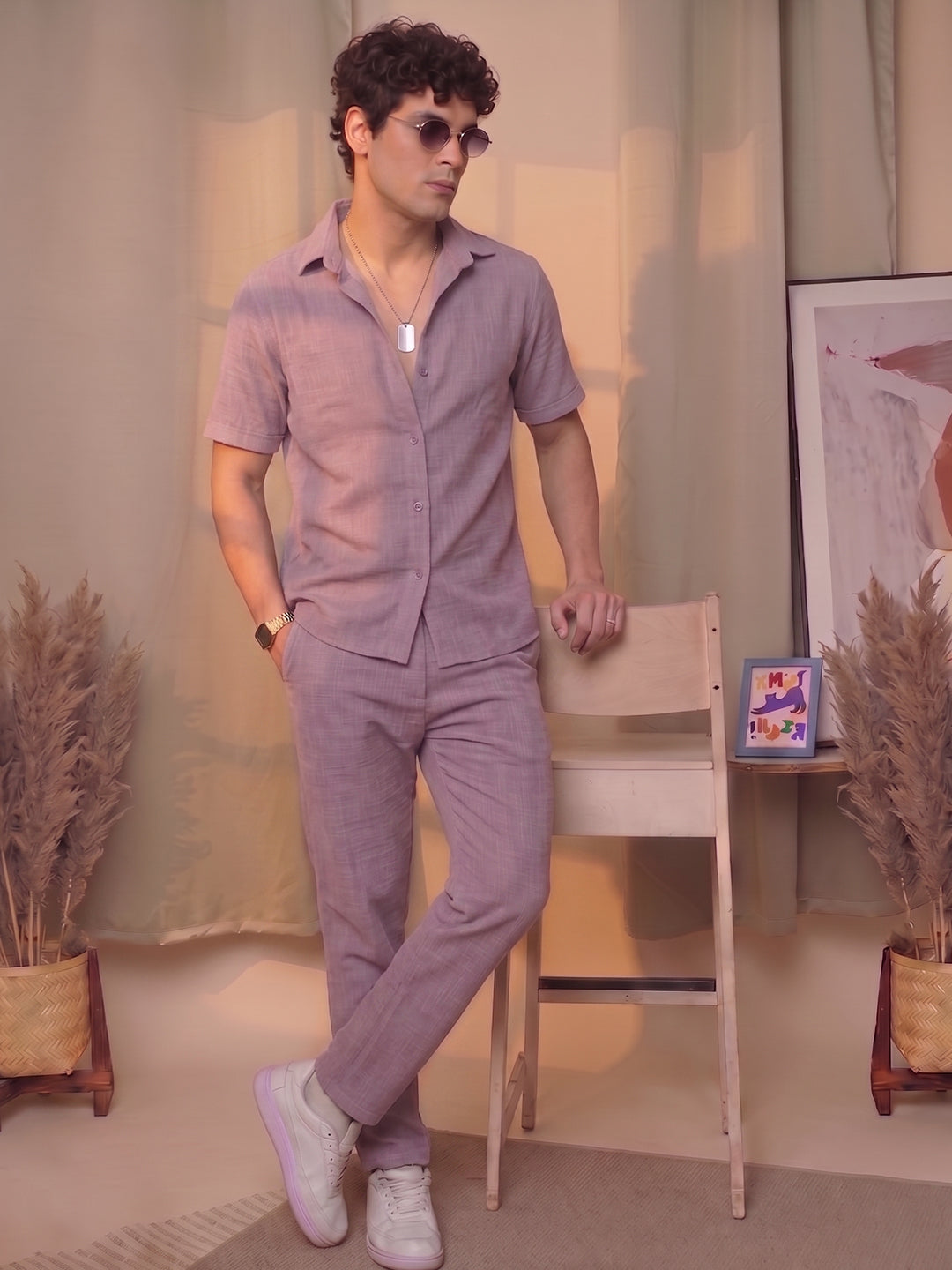 Men’s Premium Cotton Co-Ord Set | Resort Collar Shirt & Trouser Set | Onion