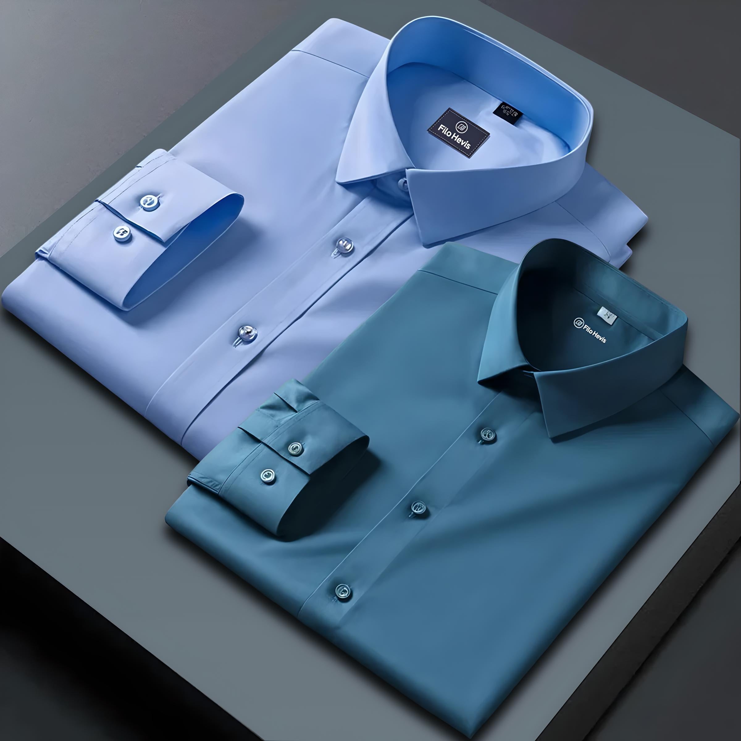 Combo of 2 Formal shirts Sky Blue & Teal Blue Colour