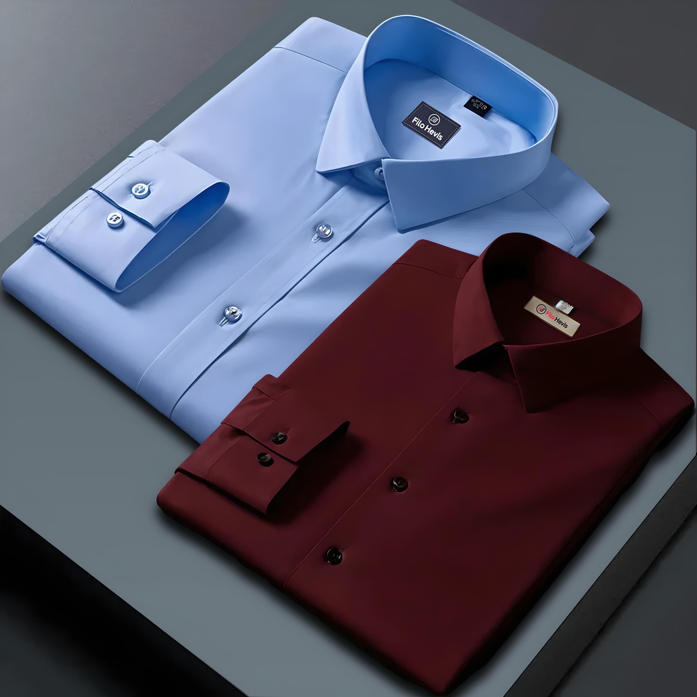 Combo of 2 Formal shirts Sky Blue & Maroon Colour