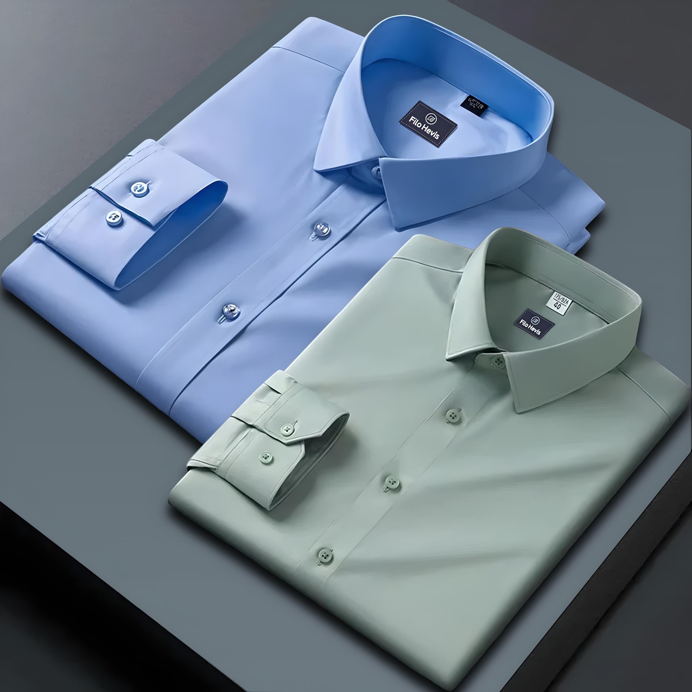 Combo of 2 Formal shirts Sky Blue & Pista Green Colour