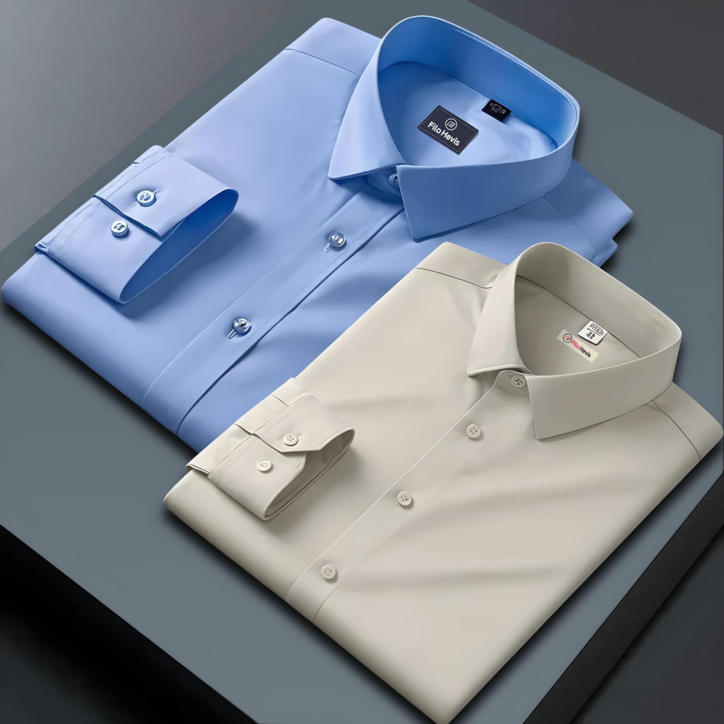 Combo of 2 Formal shirts Sky Blue & Cream Colour