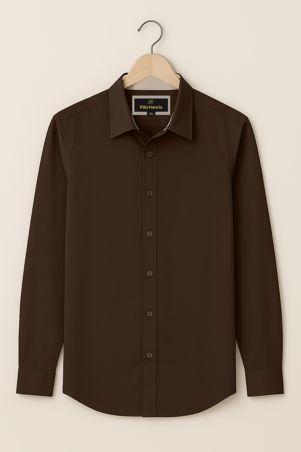 Men’s Premium Brown Shirt | Spread Collar | Comfort-Stretch Fabric | Contrast Inner Collar / Cuff