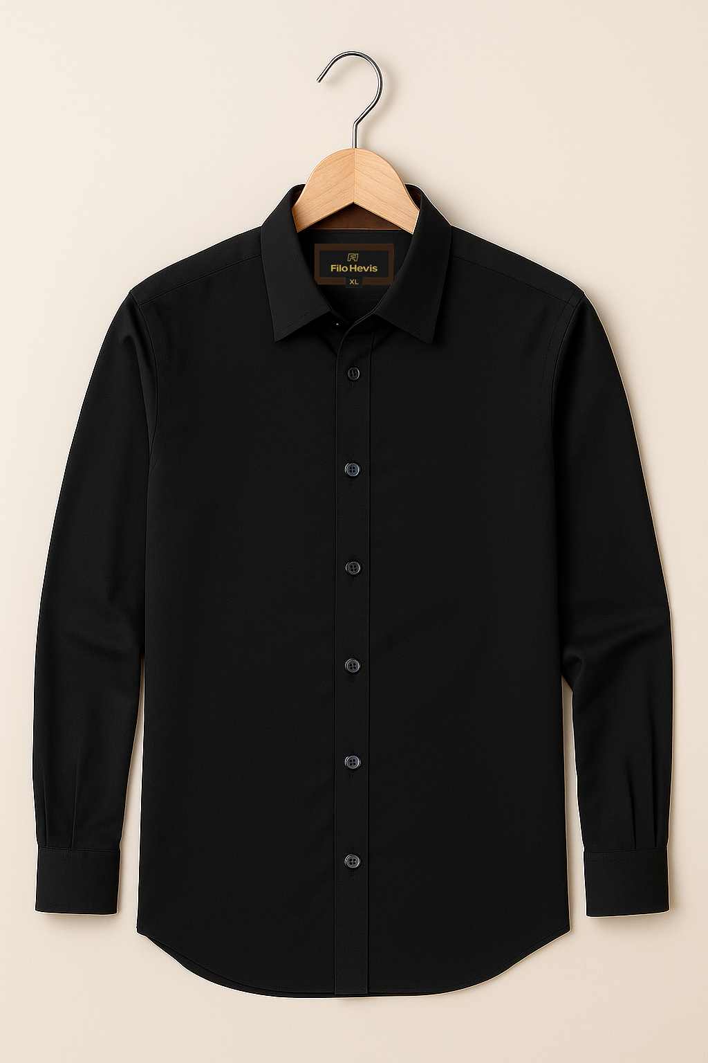 Men’s Premium Black Shirt | Spread Collar | Comfort-Stretch Fabric | Contrast Inner Collar / Cuff