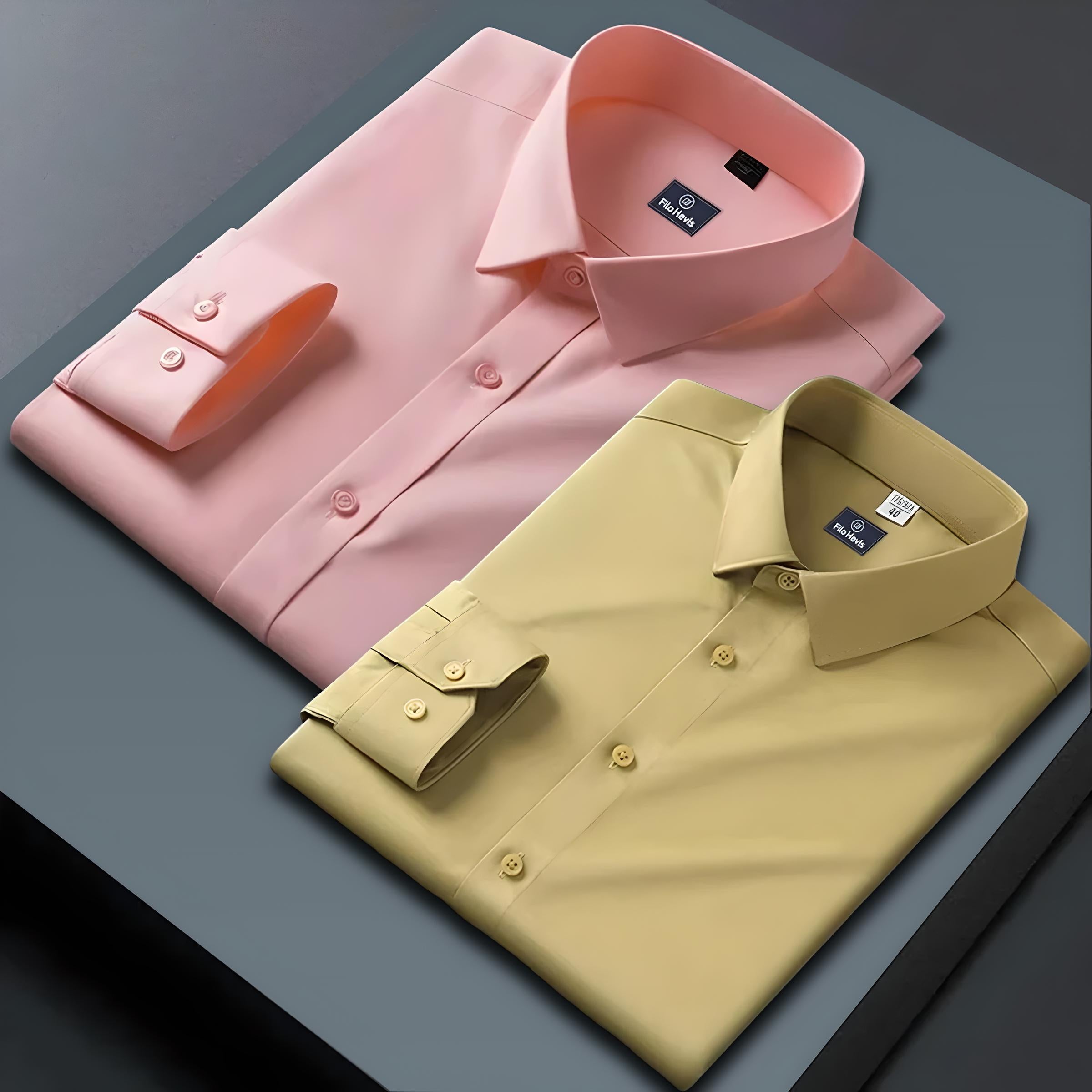 Combo of 2 Formal shirts Peach & Yellow Colour