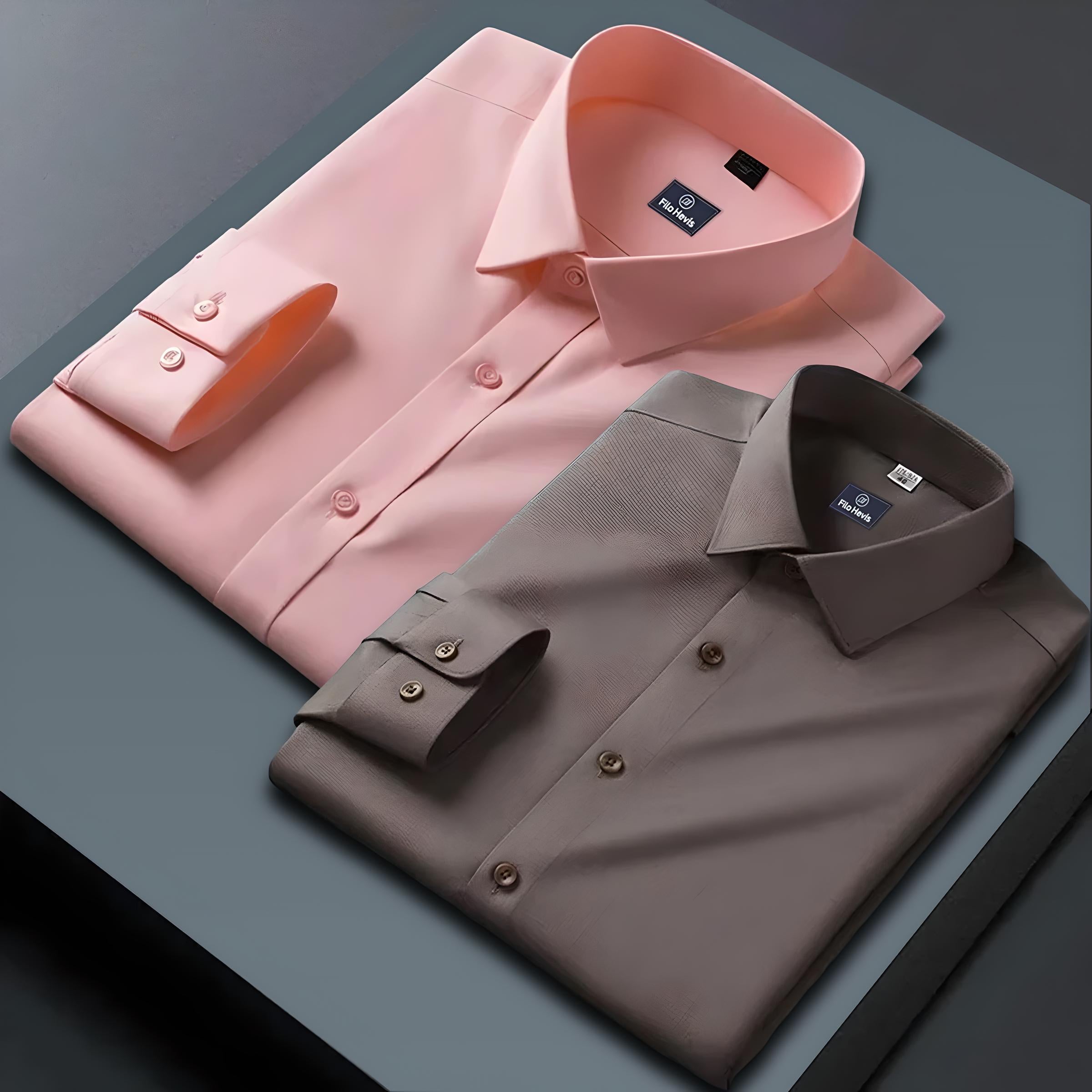 Combo of 2 Formal shirts Peach & Brown Colour