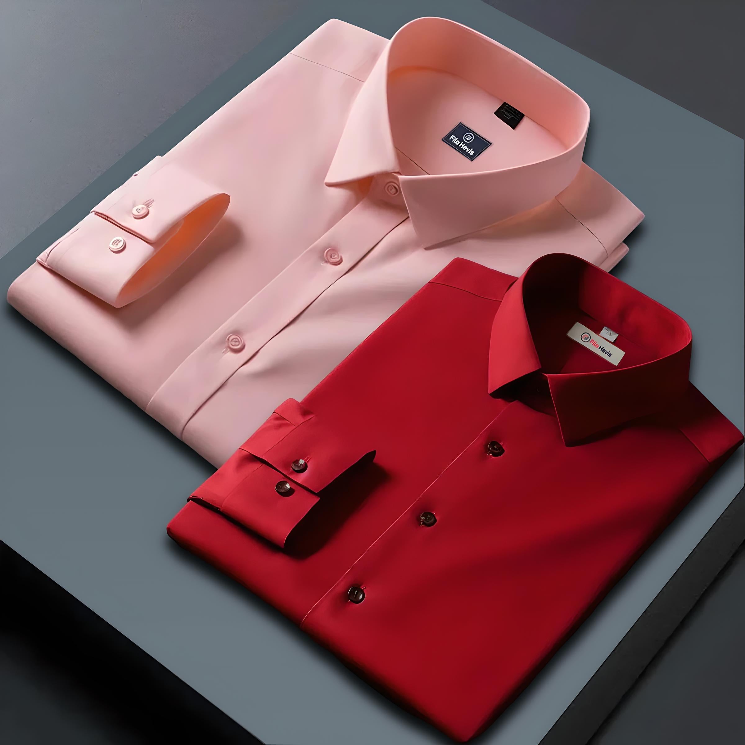 Combo of 2 Formal shirts Peach & Red Colour