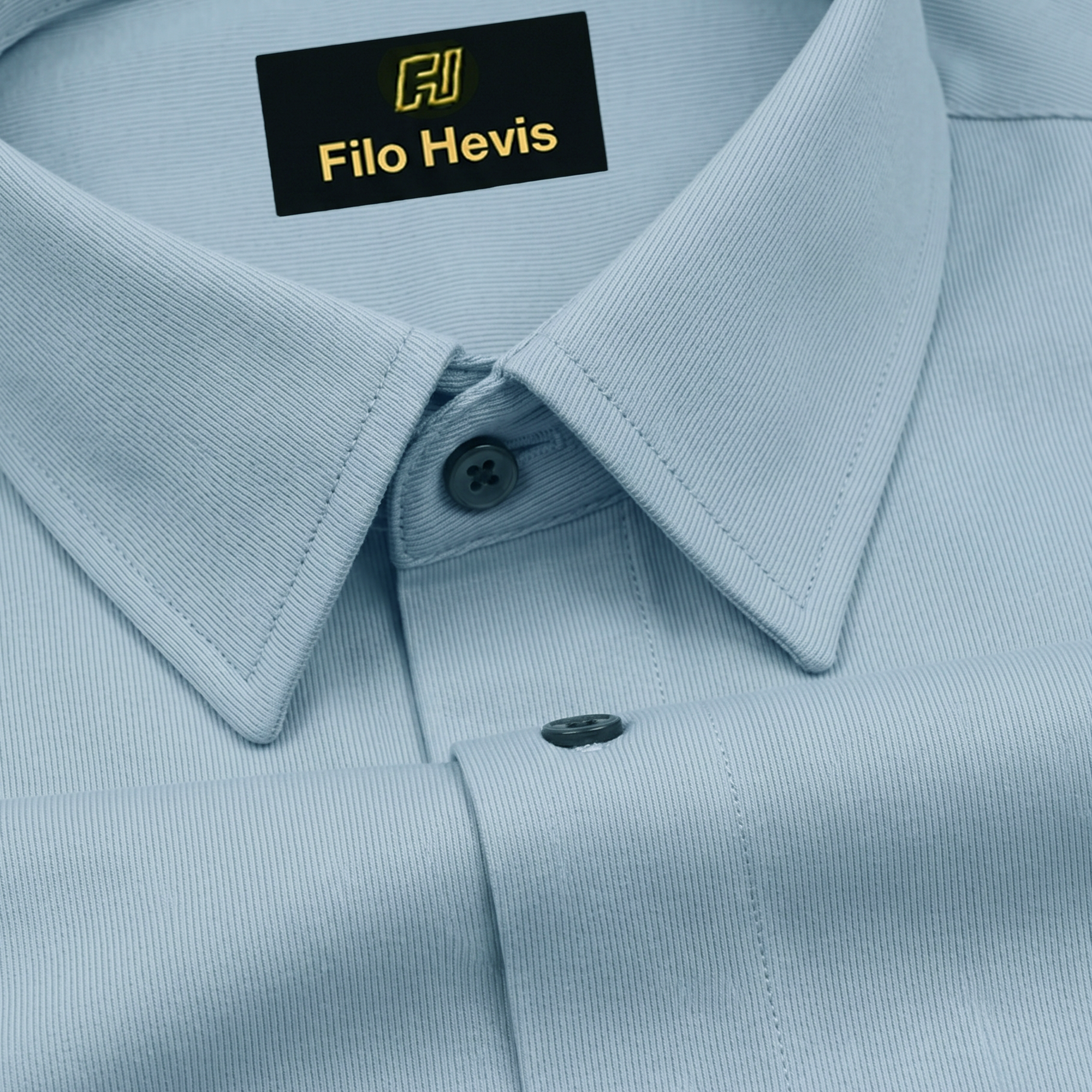 Fine-Ribbed Self-Structured Formal Shirt-LIGHT BLUE