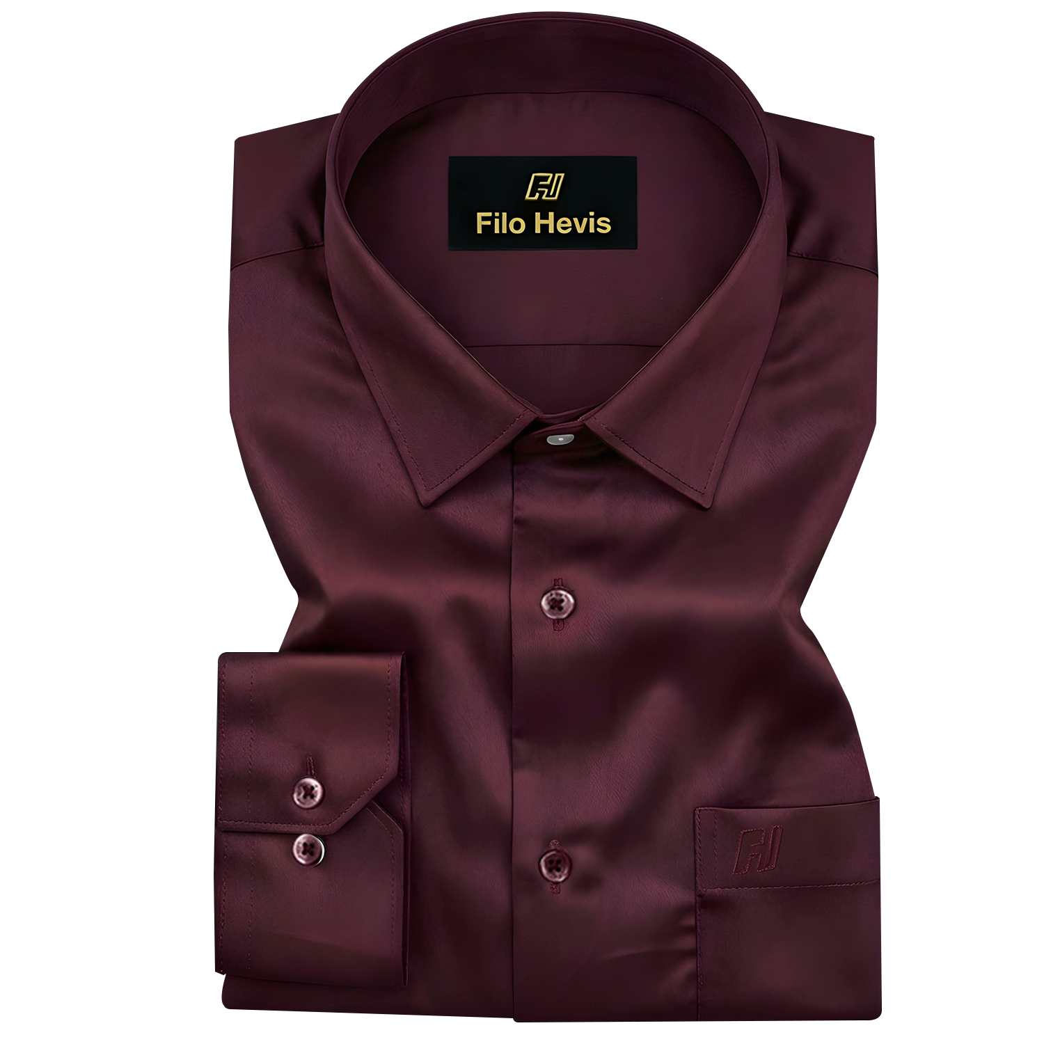 PLATINUM COTTON SATIN FORMAL SHIRT FOR MEN (Single Pocket)-Wine