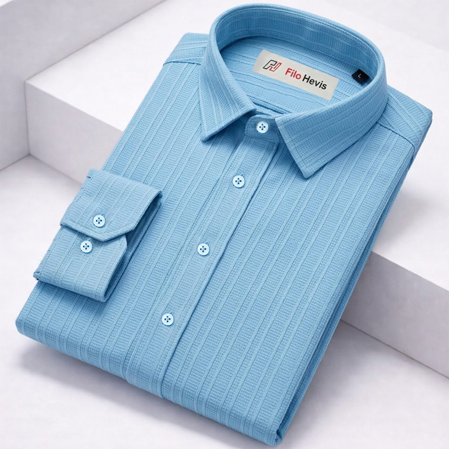 SELF-STRIPE TEXTURED POPCORN SHIRT | CASUAL SHIRTS FOR MEN