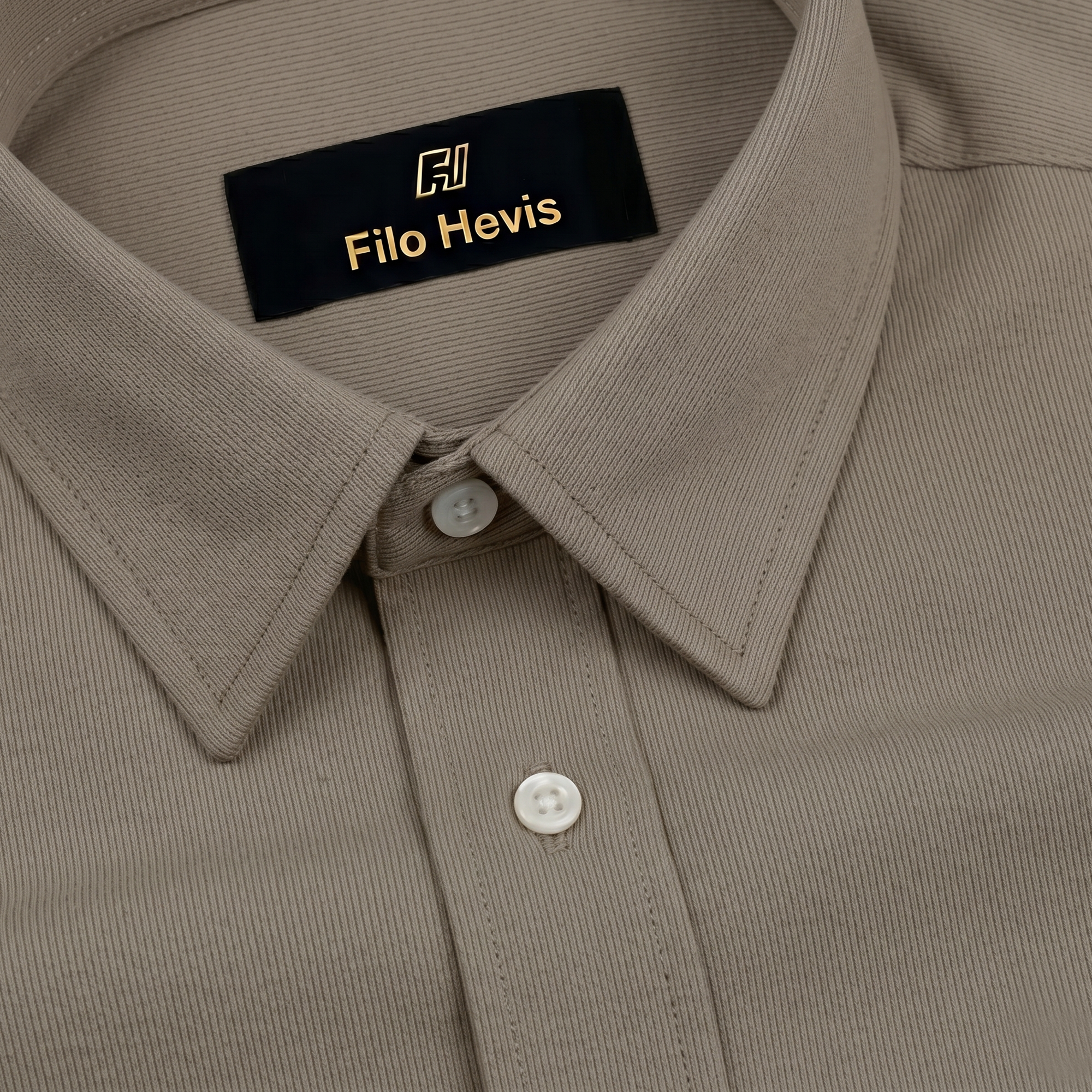 Fine-Ribbed Self-Structured Formal Shirt-MUD GREY