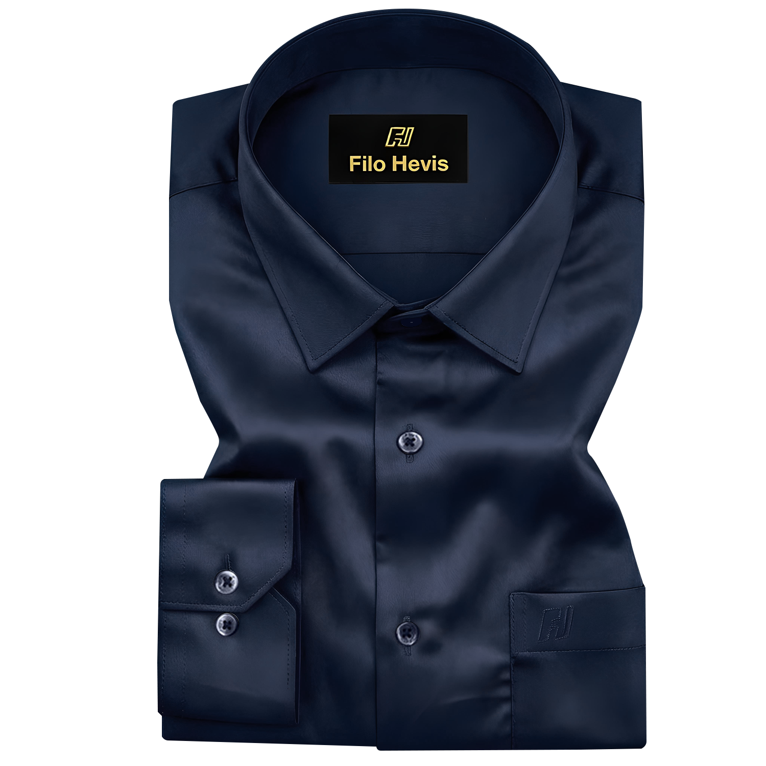 PLATINUM COTTON SATIN FORMAL SHIRT FOR MEN (Single Pocket)-Navy Blue