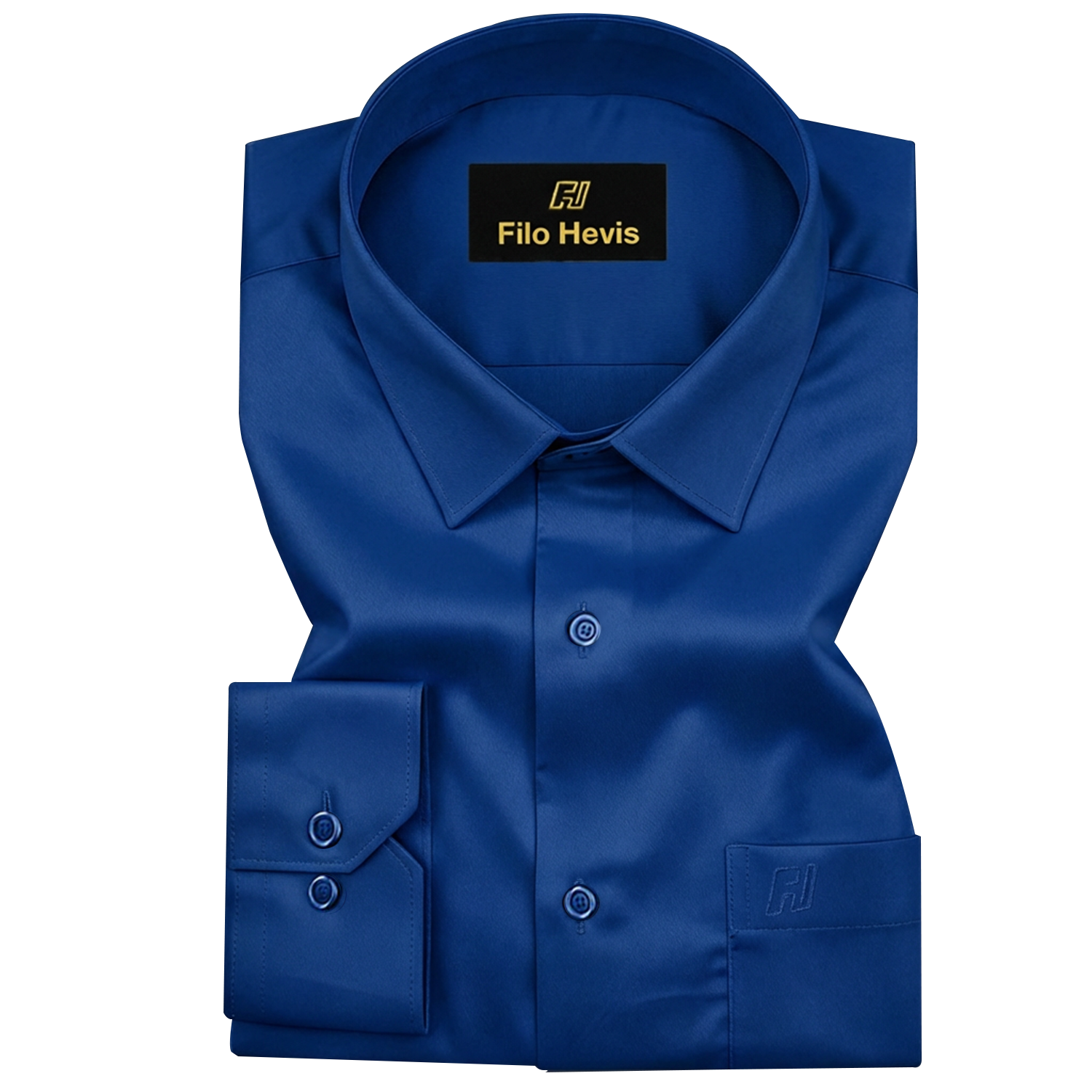 PLATINUM COTTON SATIN FORMAL SHIRT FOR MEN (Single Pocket)-Royal Blue