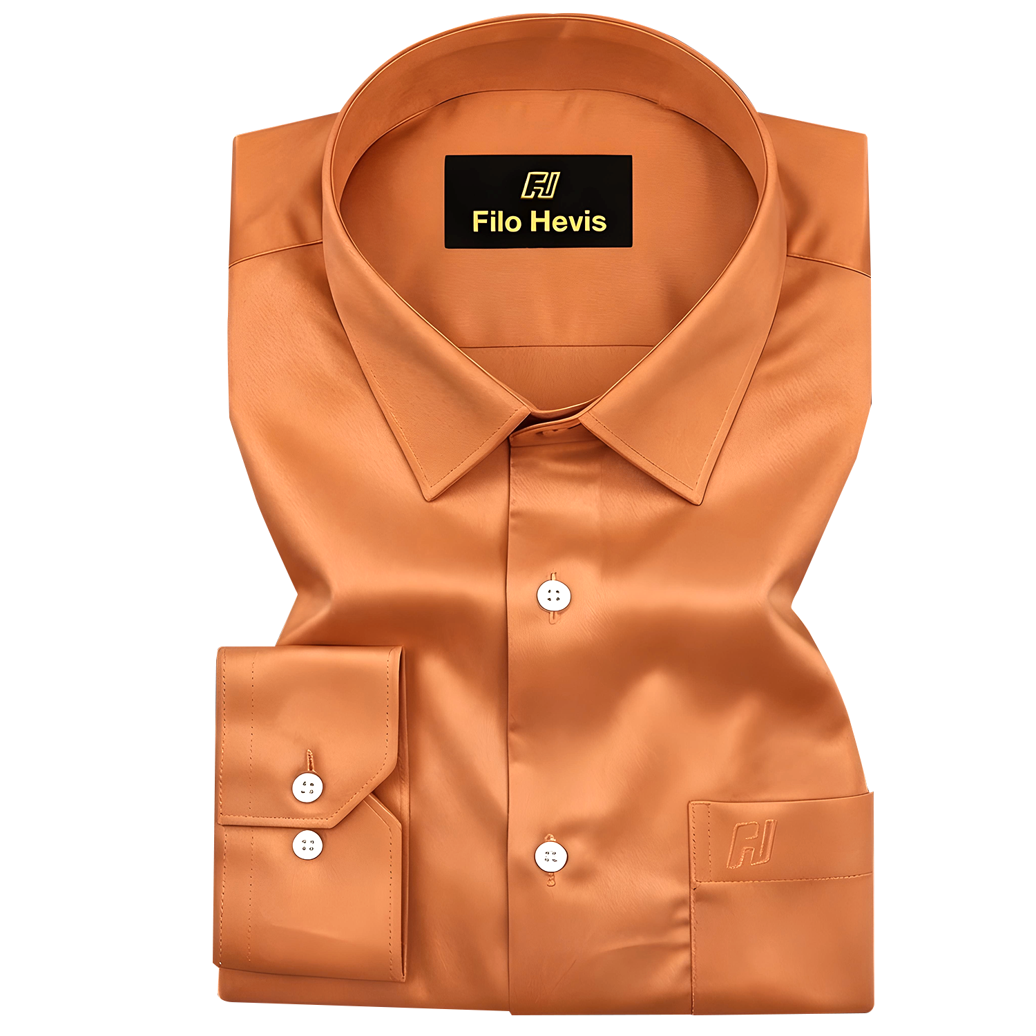 PLATINUM COTTON SATIN FORMAL SHIRT FOR MEN (Single Pocket)-Orange