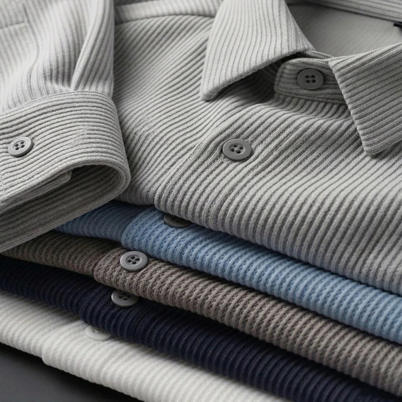 Self Cord Casual Shirts Grey (Full Sleeve)