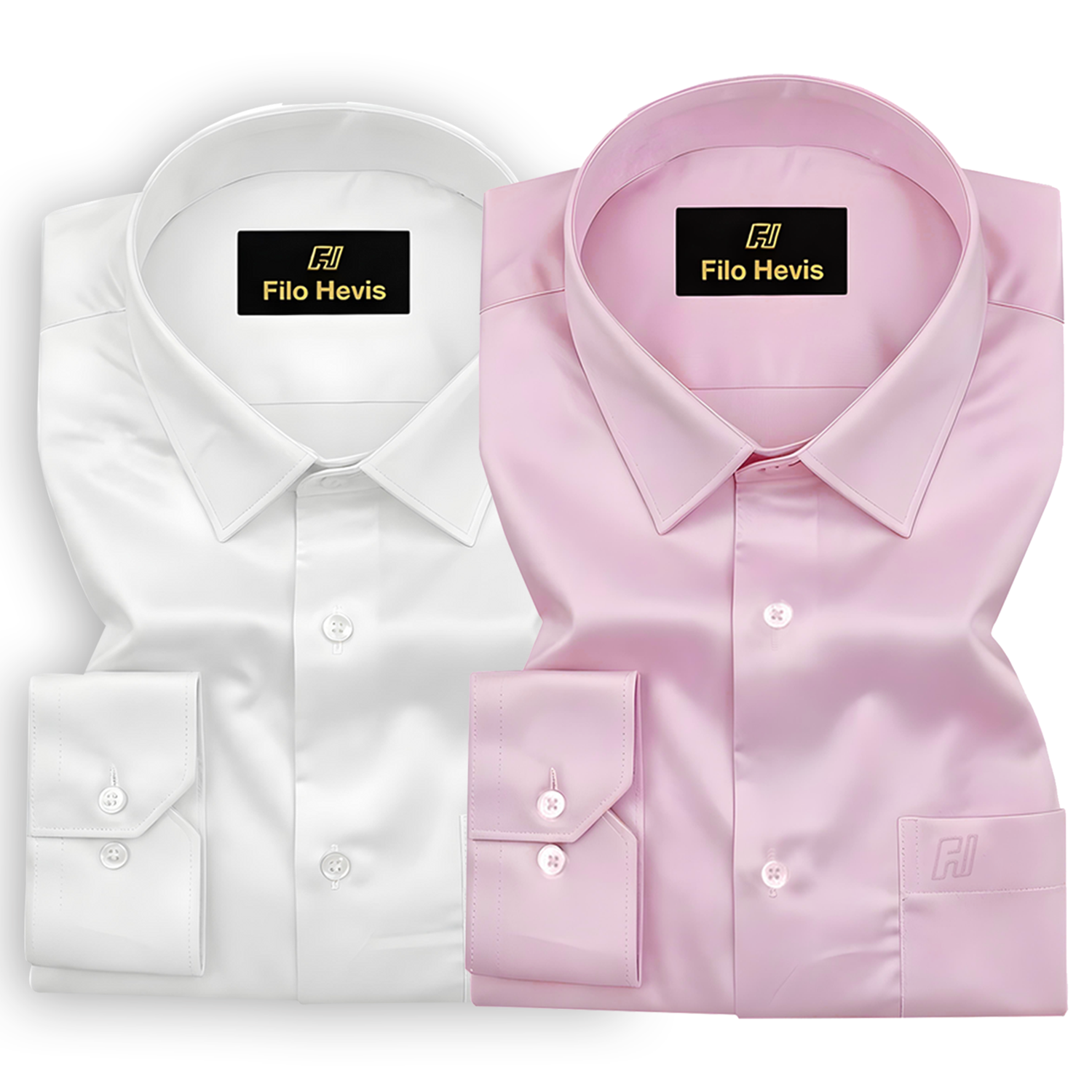 Combo of 2 Premium Cotton Formal Shirts – White & Pink | Single Pocket | Smart Fit