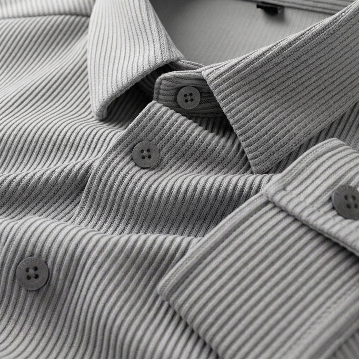 Self Cord Casual Shirts Grey