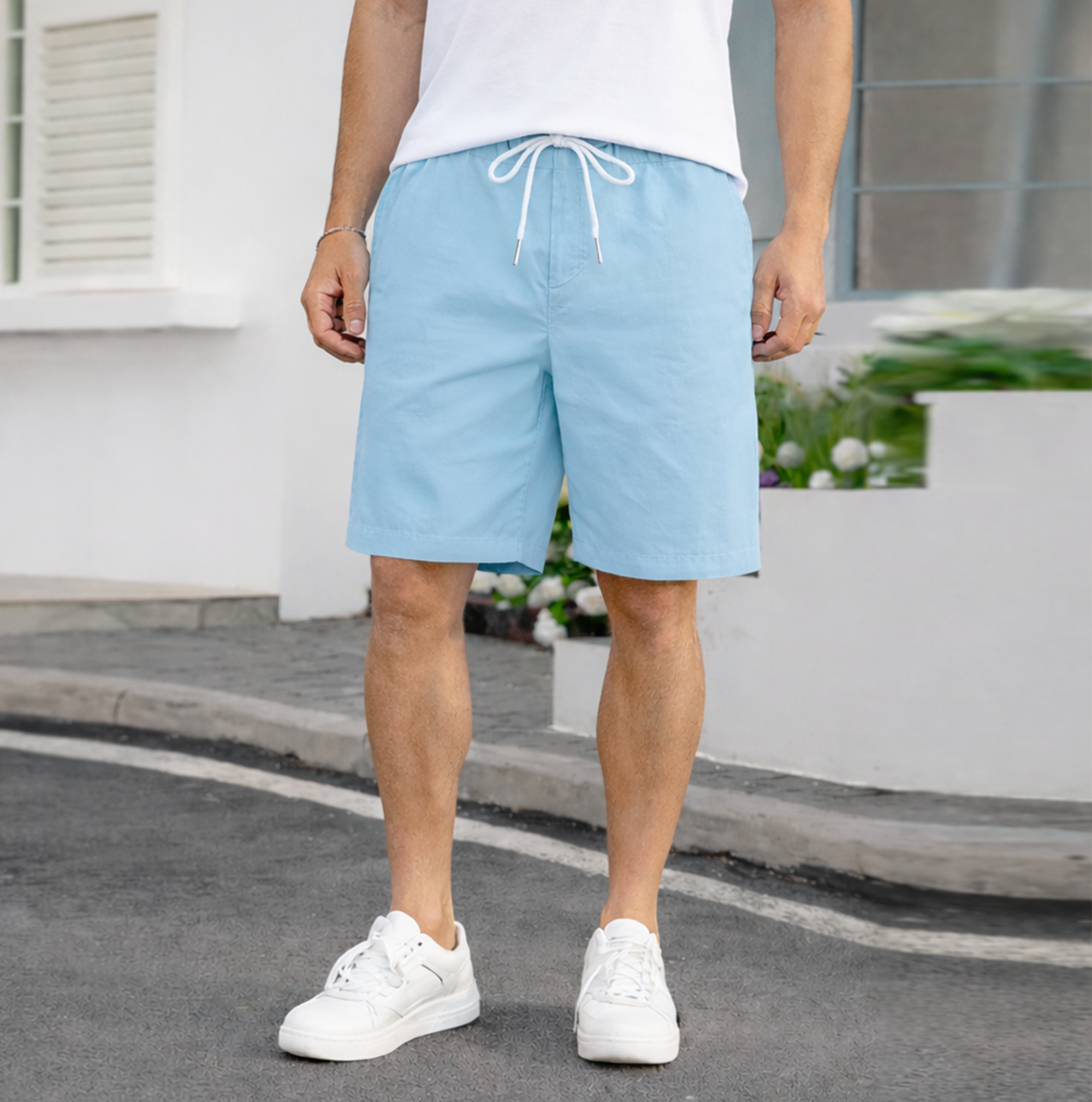MENS COTTON SHORTS | EVERYDAY COMFORT HALF PANTS | Sky