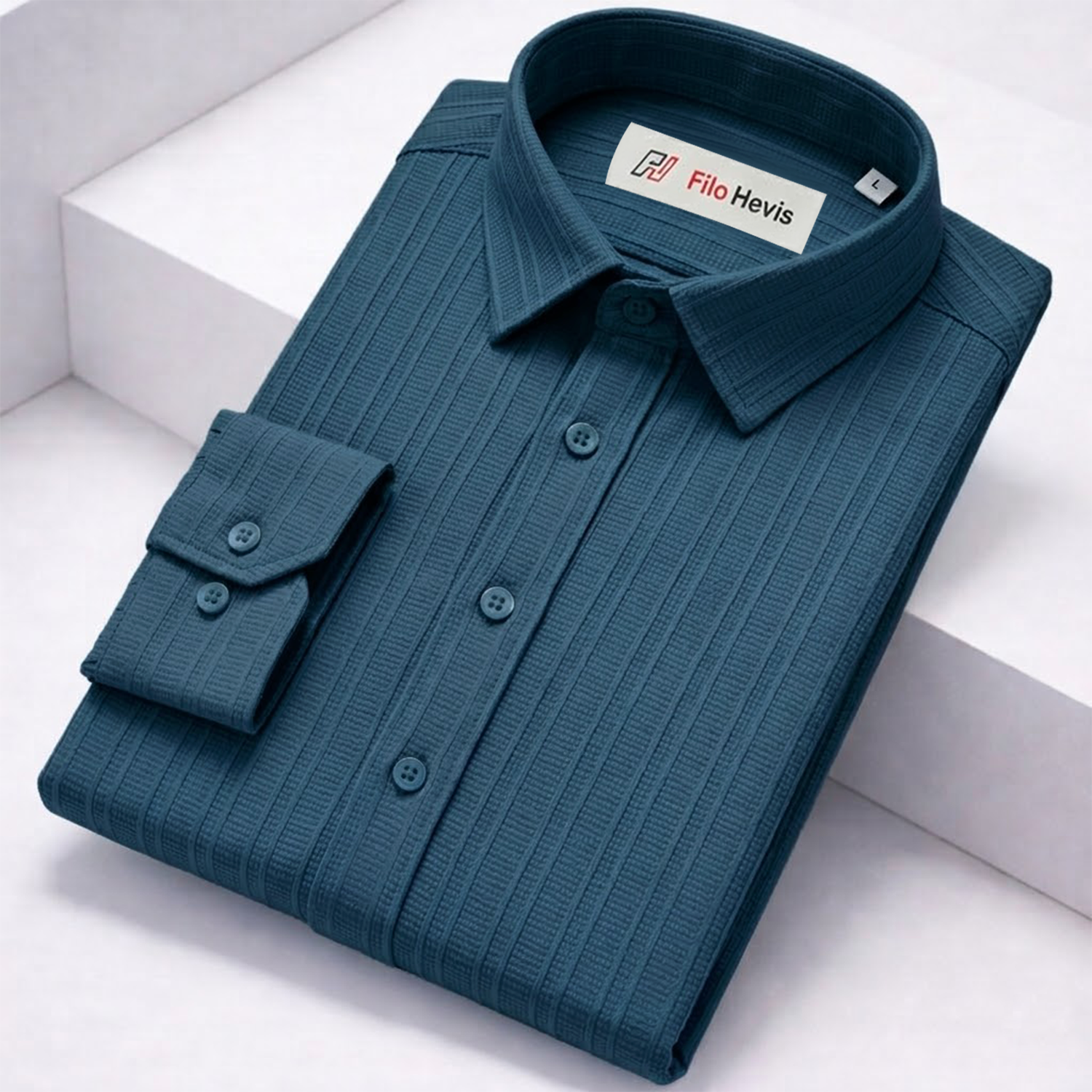 SELF-STRIPE TEXTURED POPCORN SHIRT | CASUAL SHIRTS FOR MEN