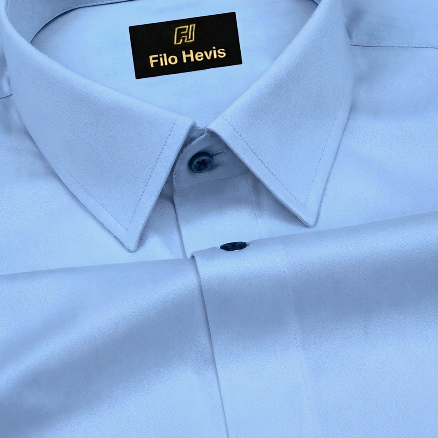 PLATINUM COTTON SATIN FORMAL SHIRT FOR MEN (Single Pocket)-Sky Blue