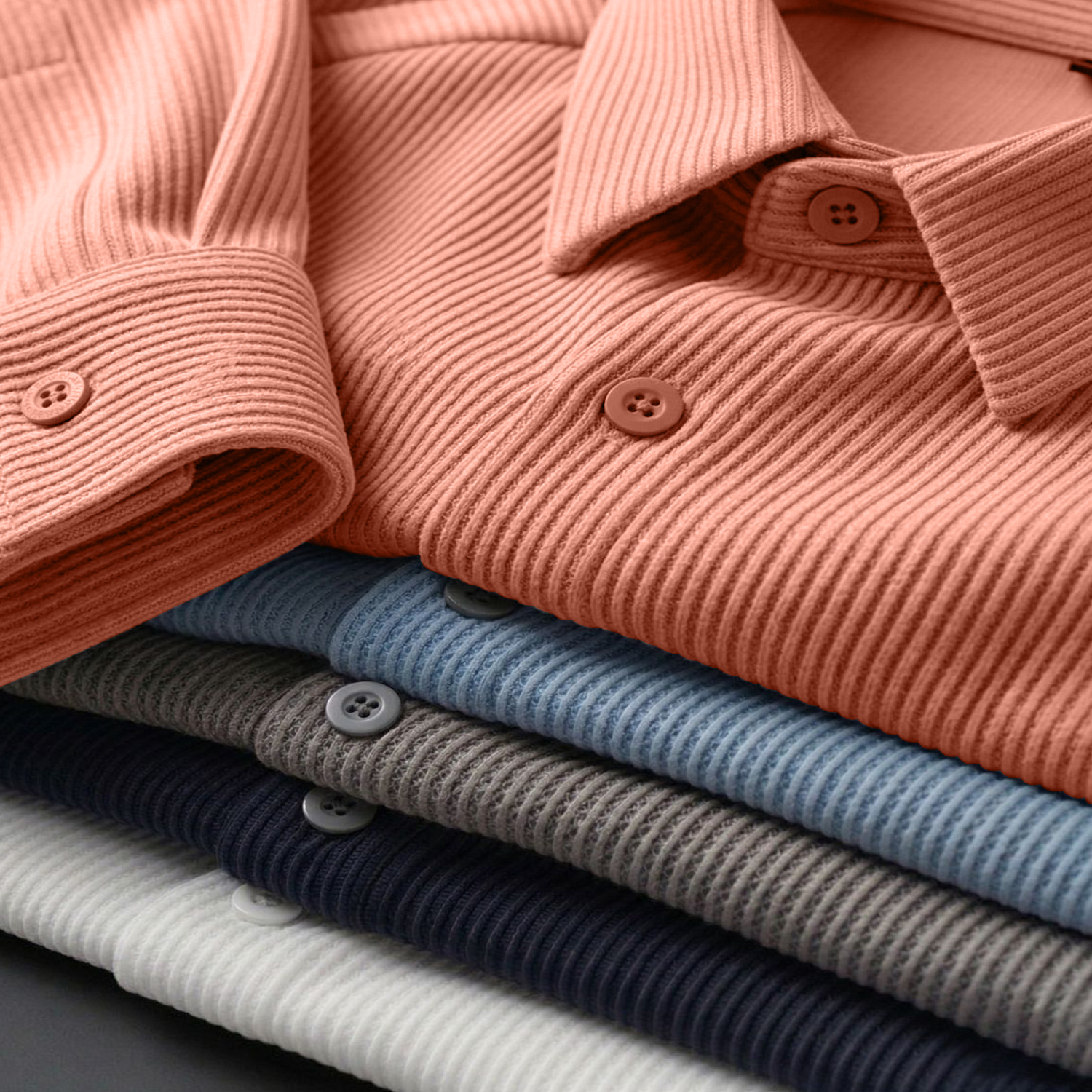 Corduroy Inspired Self-Cord Casual Shirts for Men Blended Fabric - Peach My Store