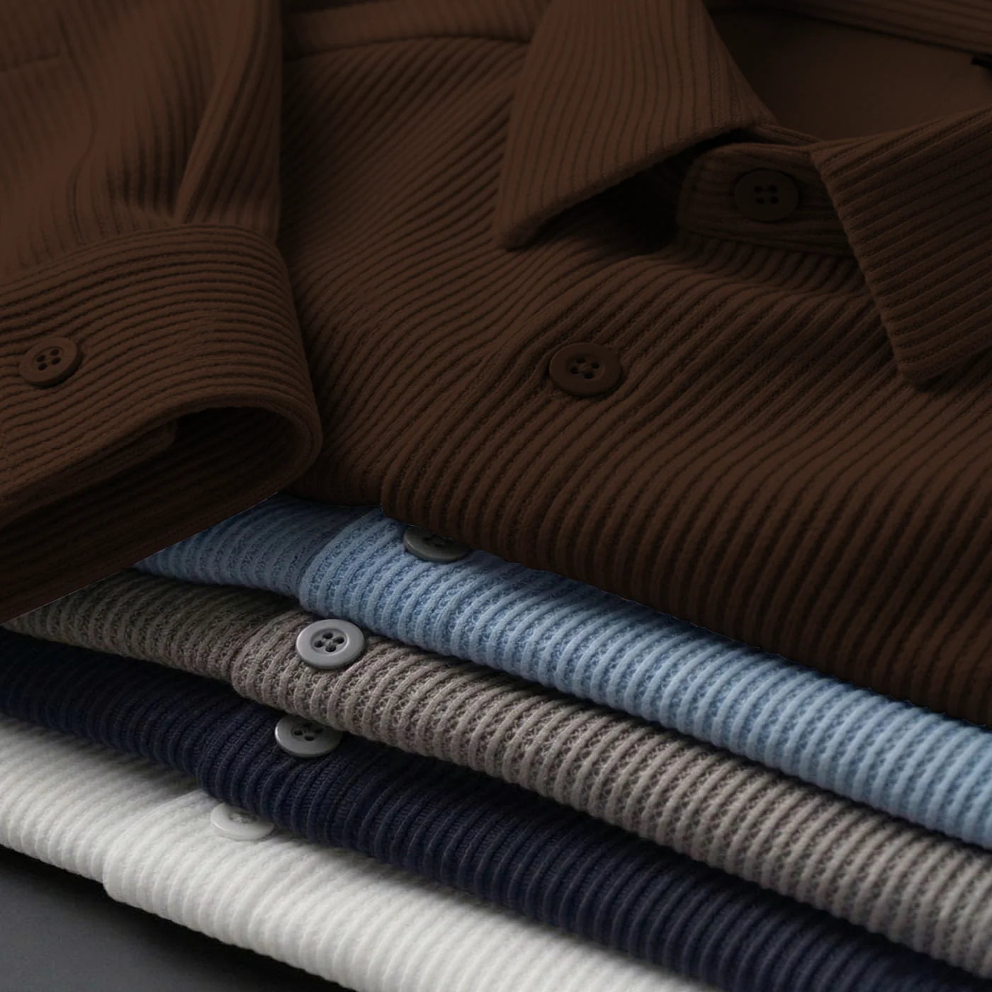 Self Cord Shirt for Men Brown