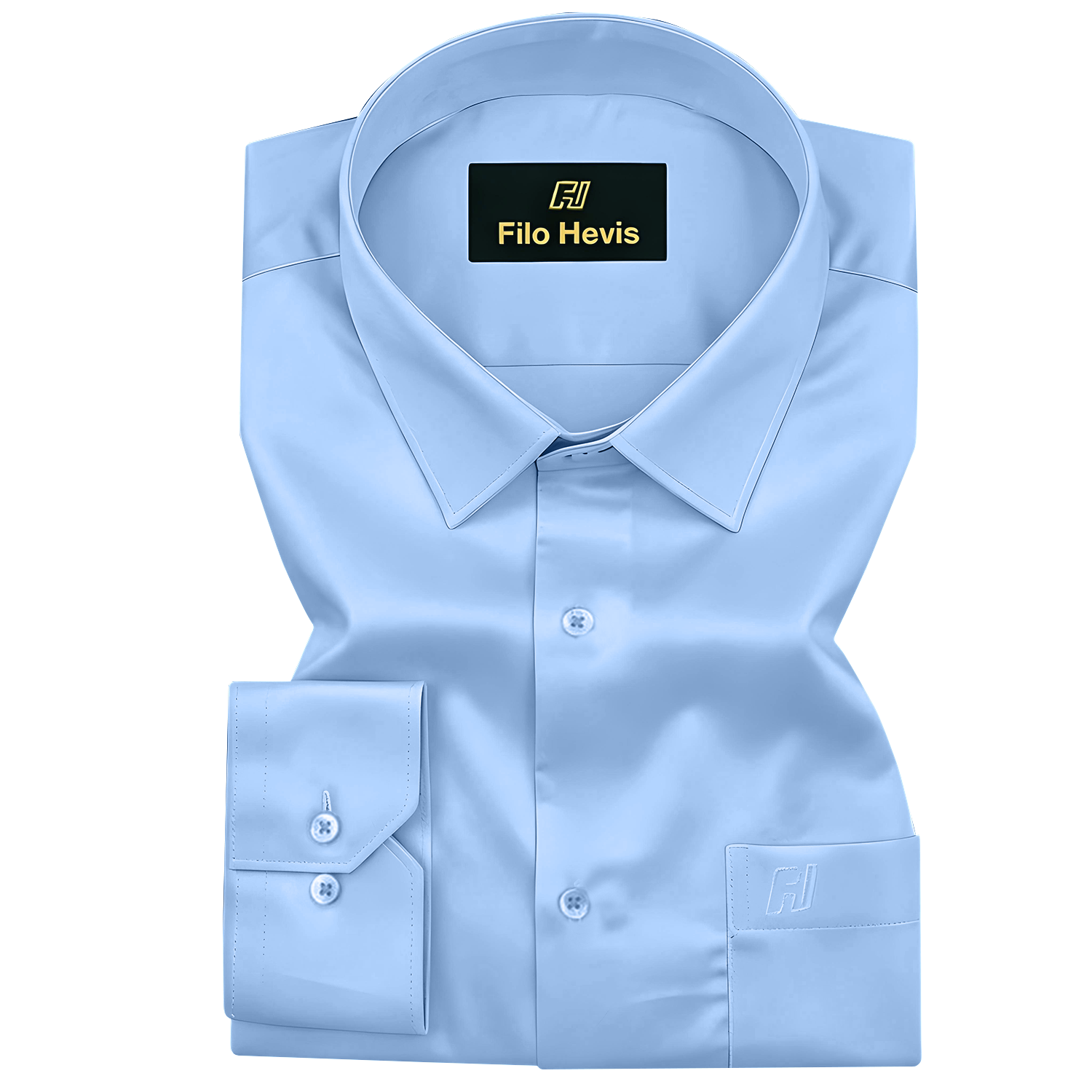 PLATINUM COTTON SATIN FORMAL SHIRT FOR MEN (Single Pocket)-Sky Blue