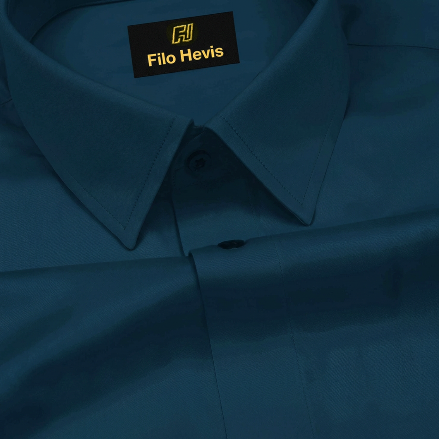 PLATINUM COTTON SATIN FORMAL SHIRT FOR MEN (Single Pocket)-Teal Blue