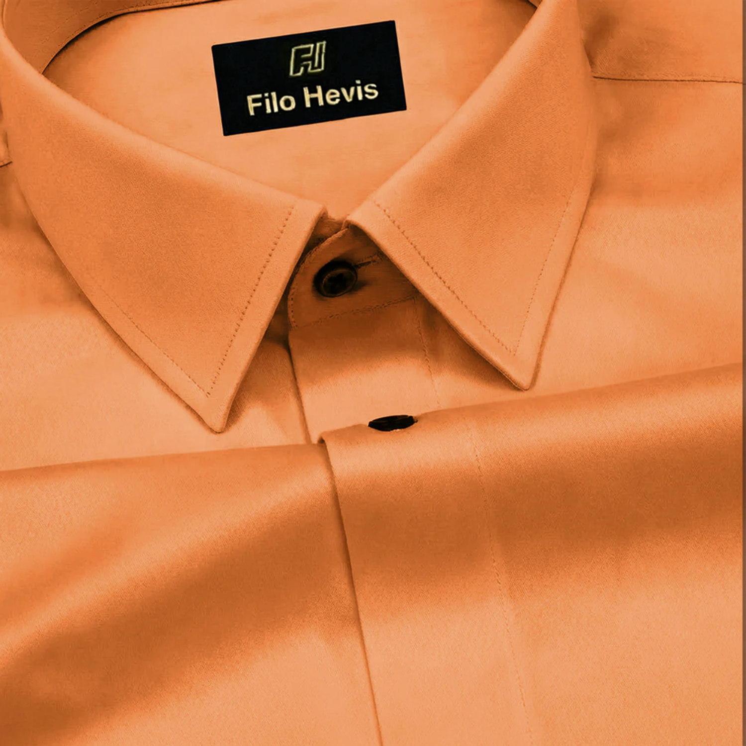 PLATINUM COTTON SATIN FORMAL SHIRT FOR MEN (Single Pocket)-Orange