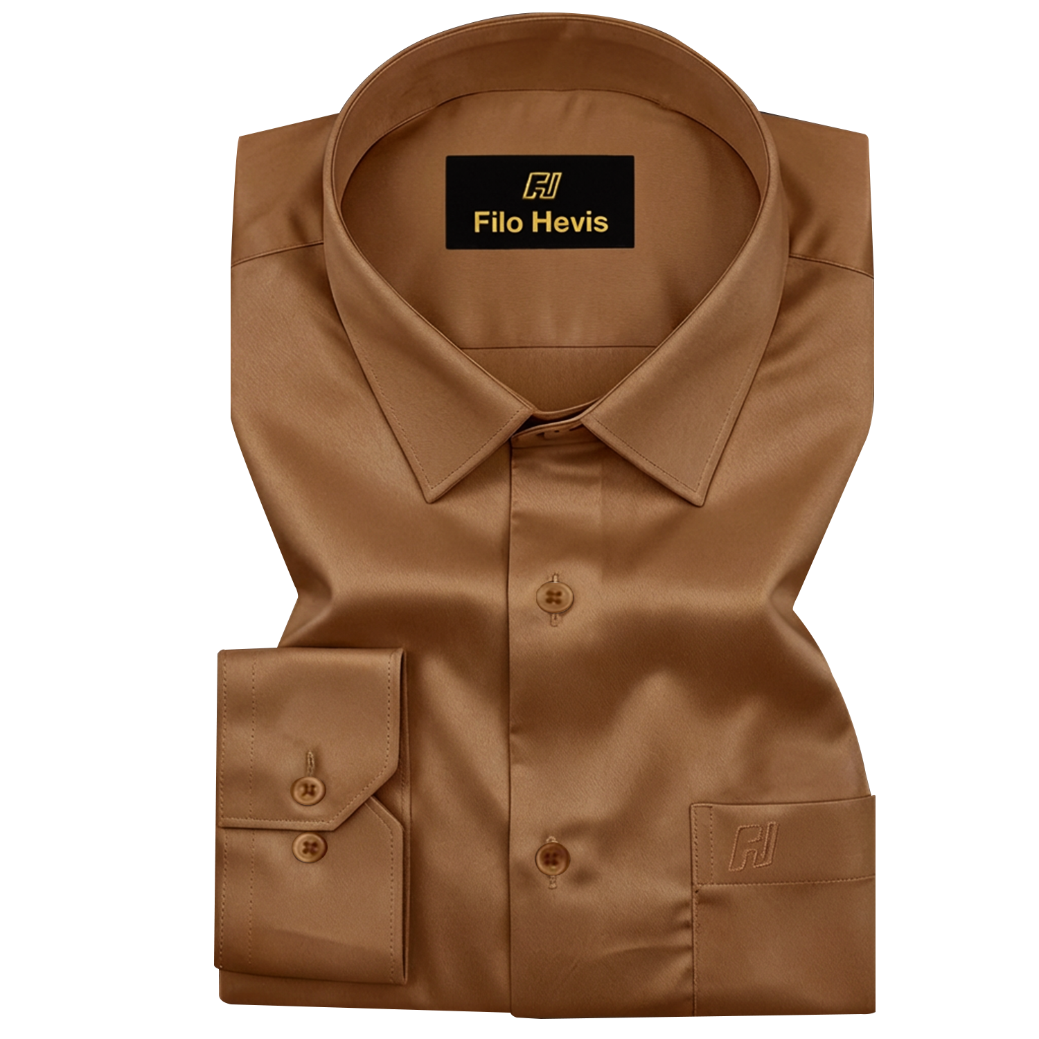 PLATINUM COTTON SATIN FORMAL SHIRT FOR MEN (Single Pocket)-Brown