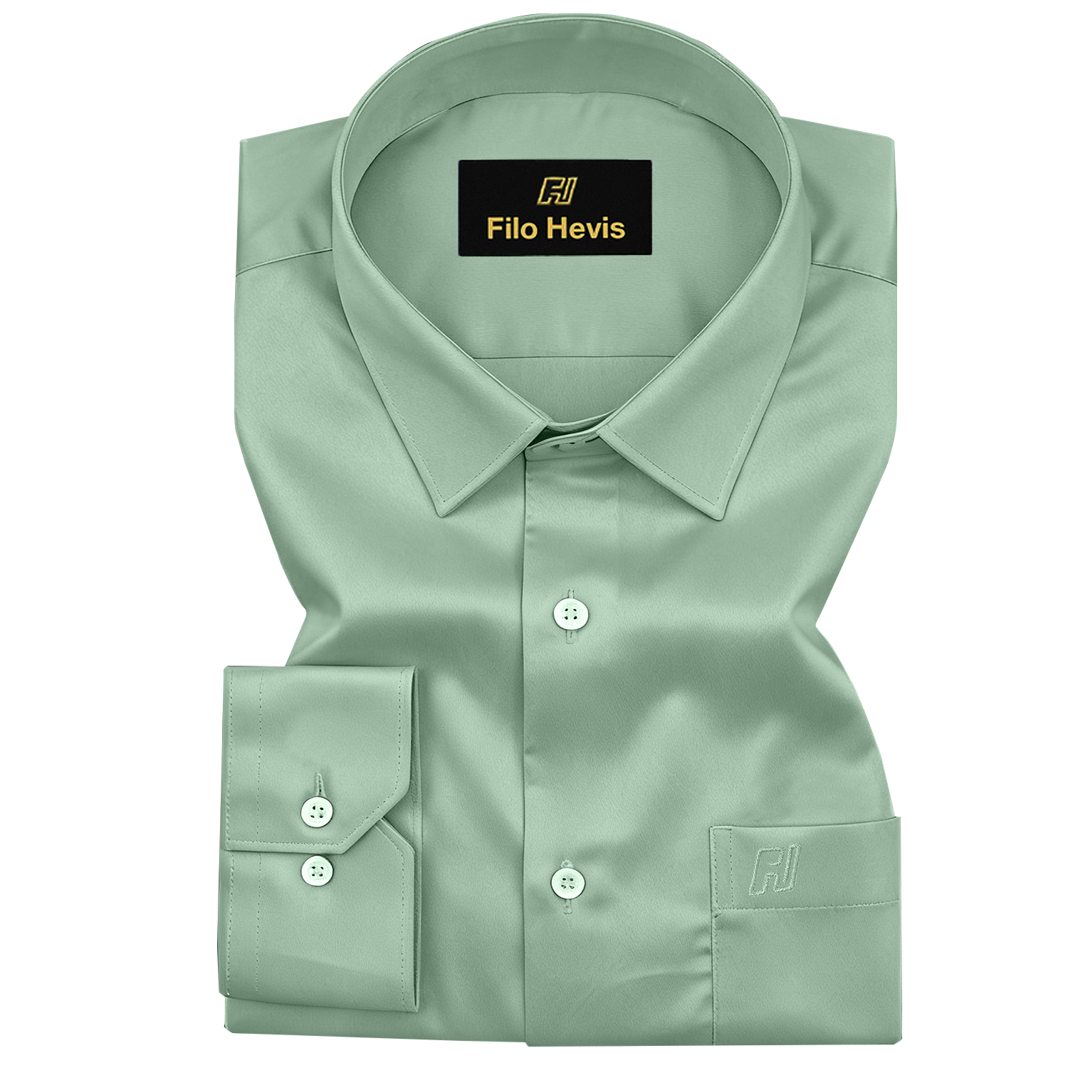 PLATINUM COTTON SATIN FORMAL SHIRT FOR MEN (Single Pocket)-Pista Green