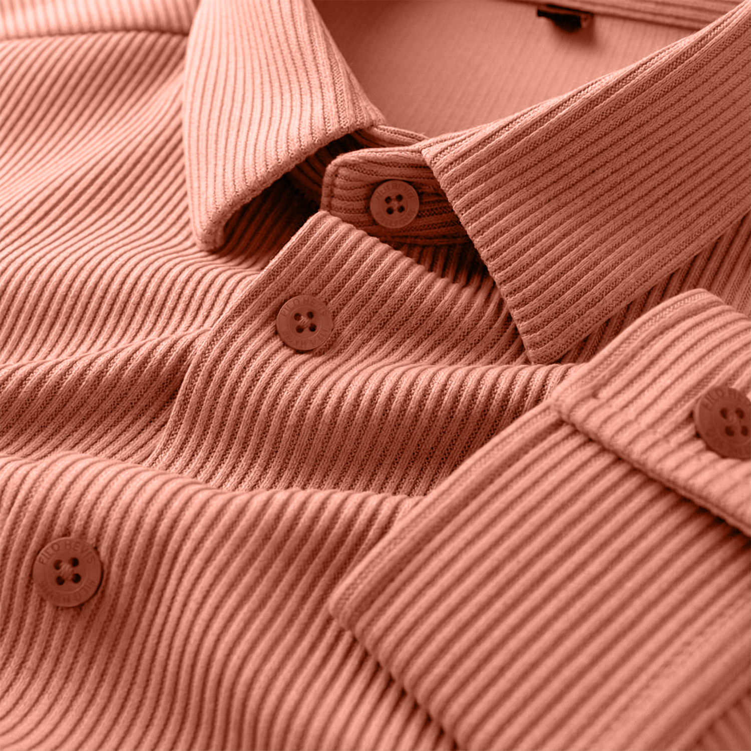 Corduroy Inspired Self-Cord Casual Shirts for Men Blended Fabric - Peach My Store