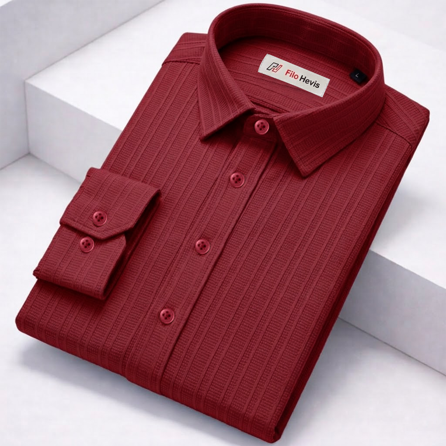 SELF-STRIPE TEXTURED POPCORN SHIRT | CASUAL SHIRTS FOR MEN