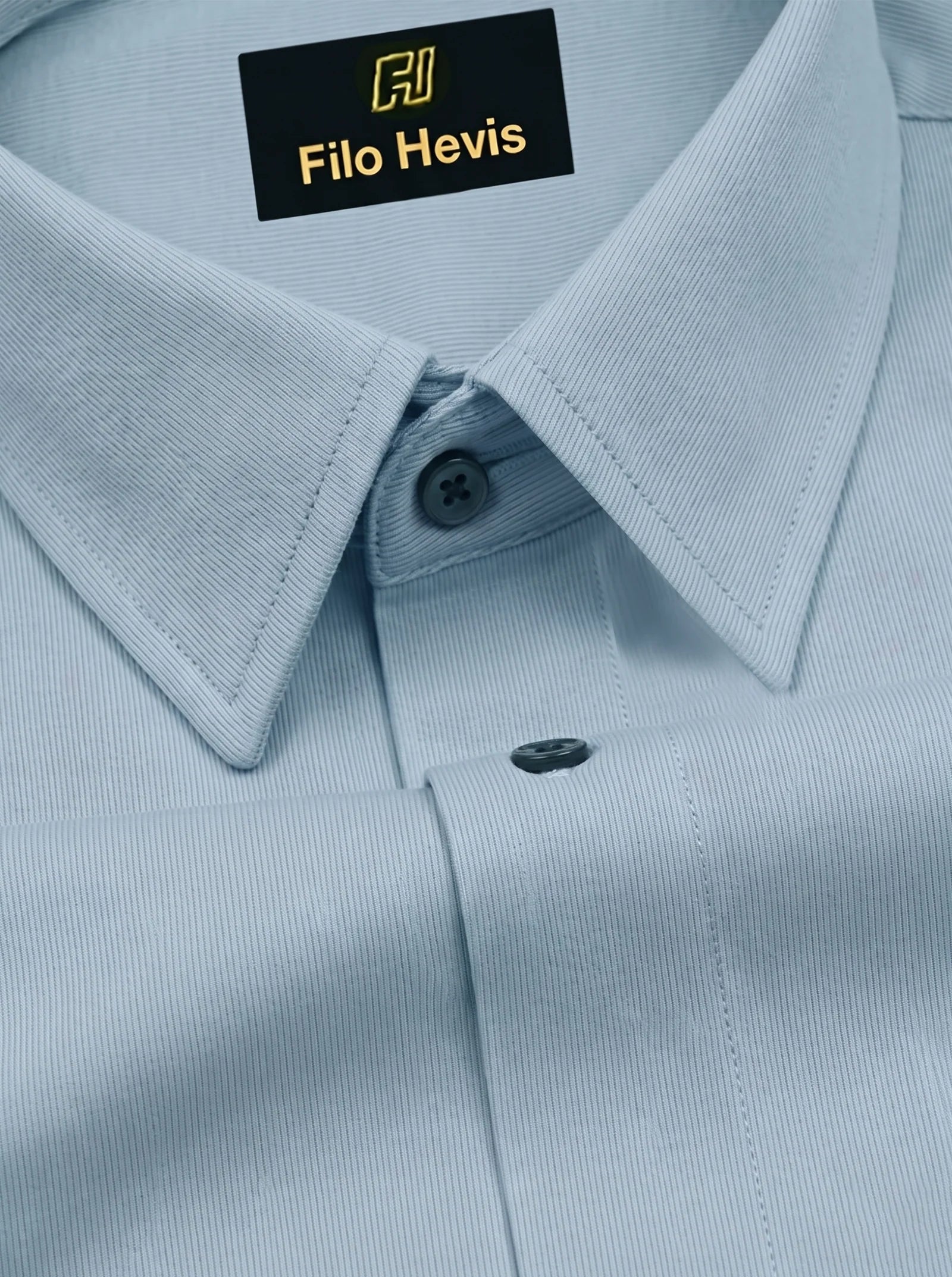 Fine-Ribbed Self-Structured Formal Shirt-LIGHT BLUE