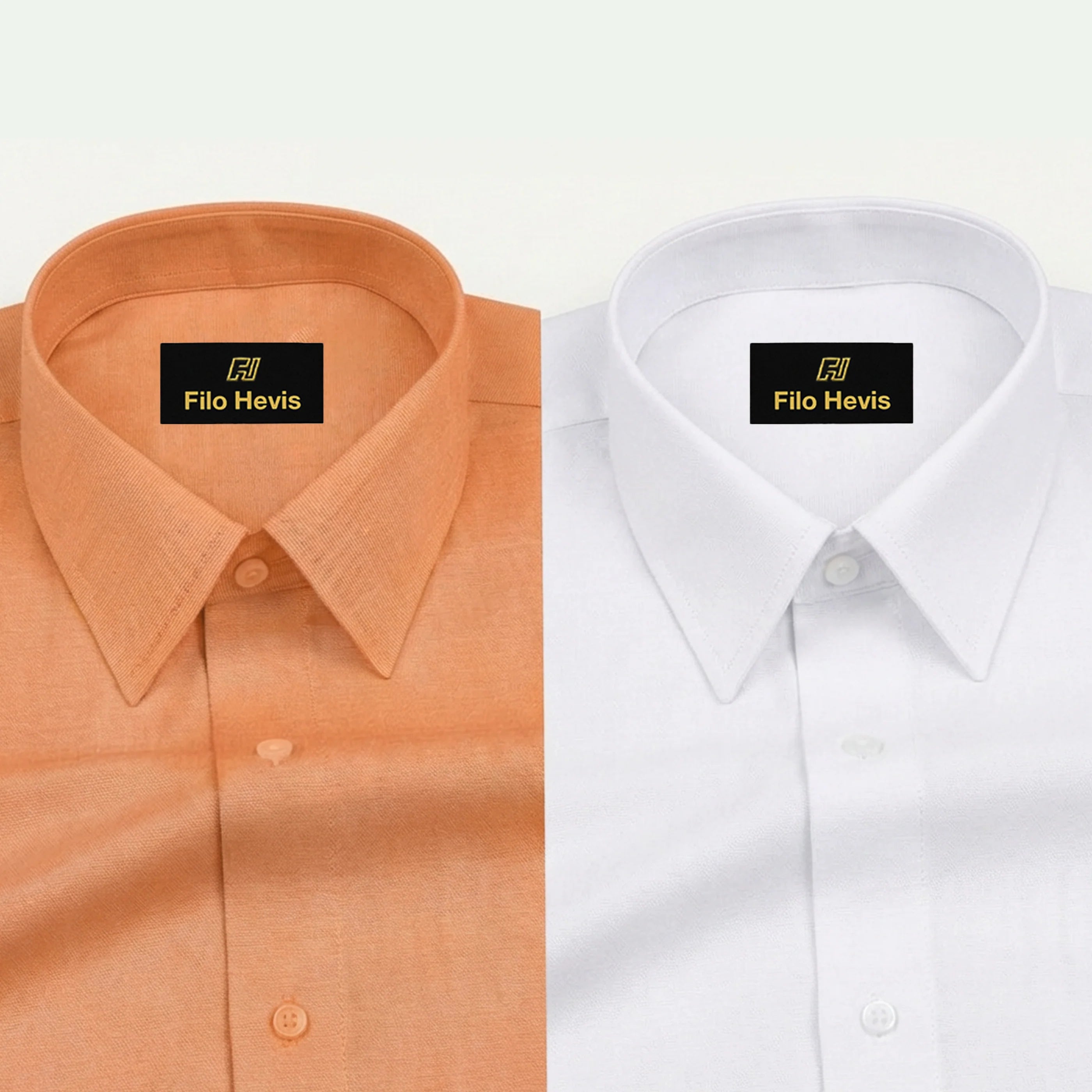Combo of 2 Filafil Fabric Regular Fit Formal Shirts – White & Orange (Single Pocket)