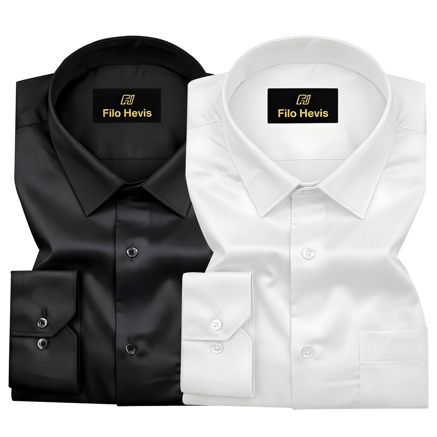 Combo of 2 Premium Cotton Formal Shirts – Black & White | Single Pocket | Smart Fit