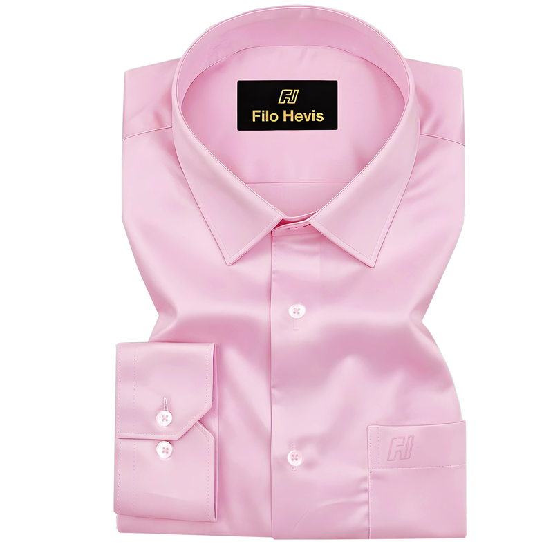 Platinum Cotton Satin Formal Shirt for Men - with Pocket | Pink
