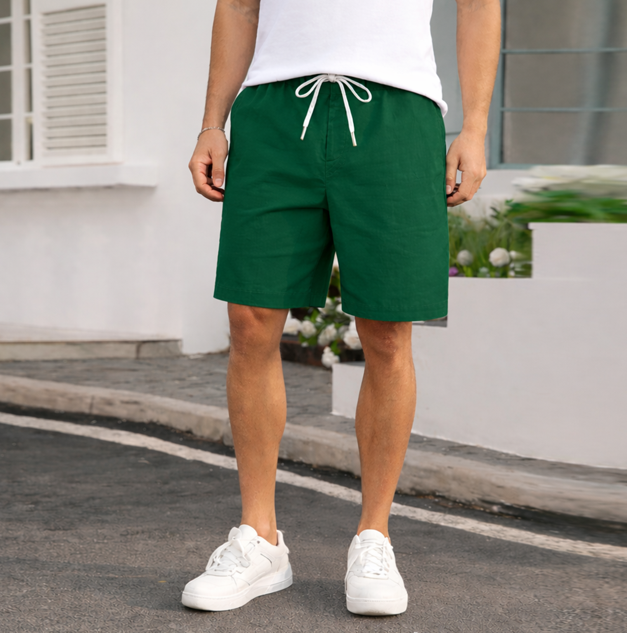 MENS COTTON SHORTS | EVERYDAY COMFORT HALF PANTS | Teal Green