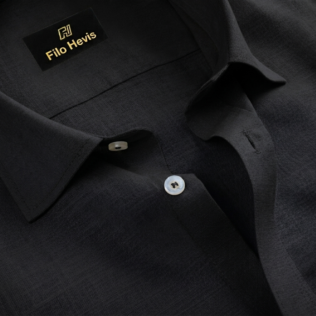 FINE LINEN SHIRTS FOR MEN (Full Sleeves)-Black