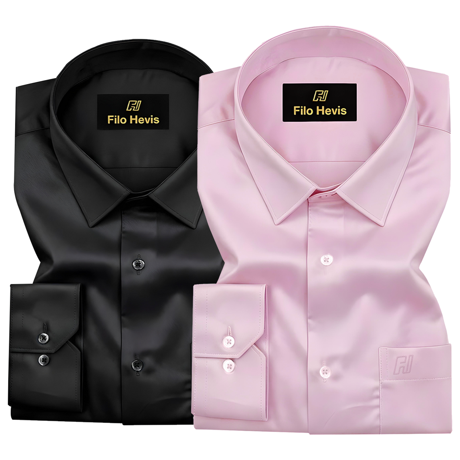 Combo of 2 Premium Cotton Formal Shirts – Black & Pink| Single Pocket | Smart Fit
