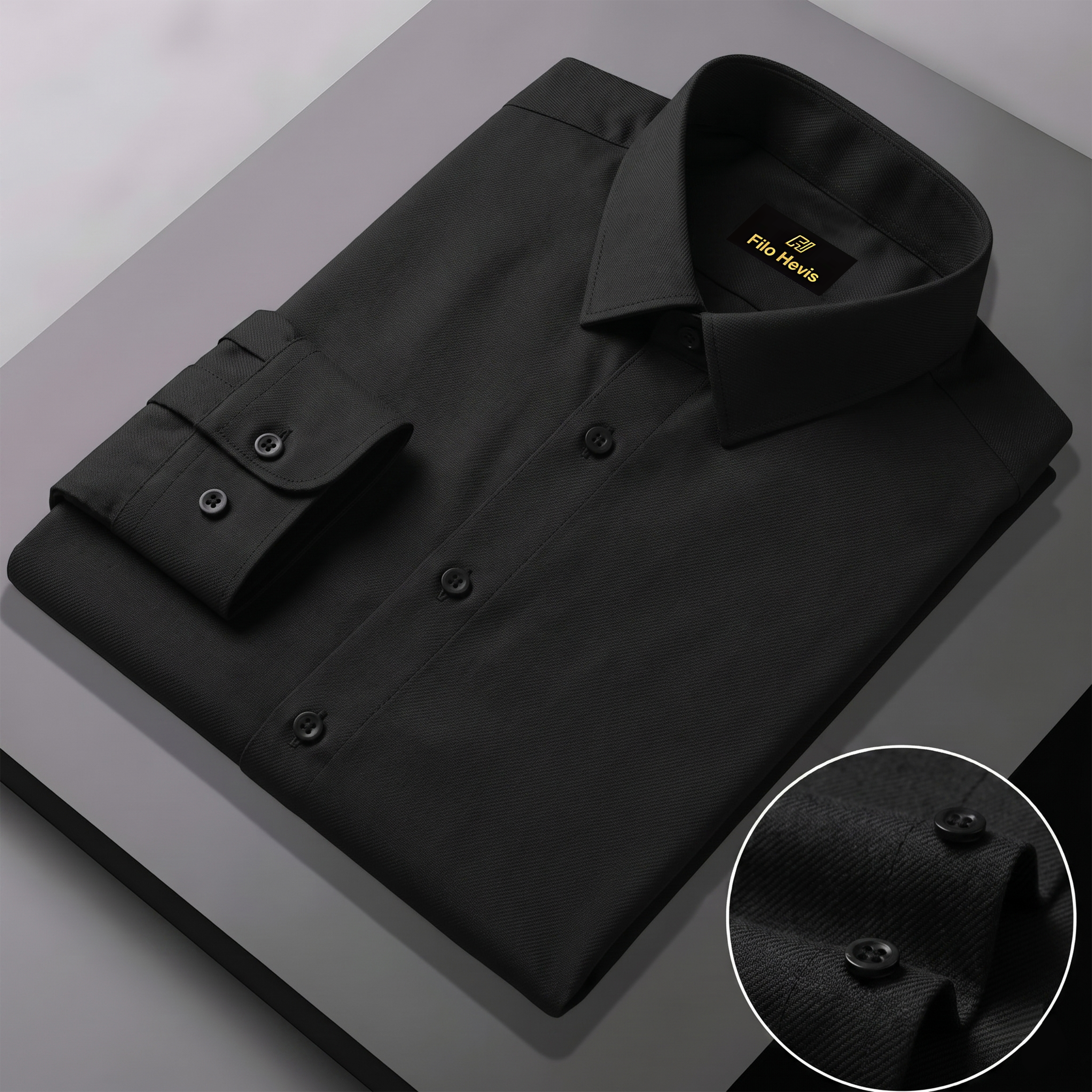 Men's Formal Regular Fit Cotton Full Sleeve Shirt - Black