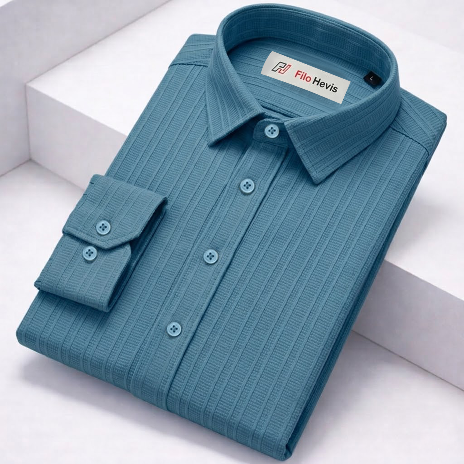 SELF-STRIPE TEXTURED POPCORN SHIRT | CASUAL SHIRTS FOR MEN