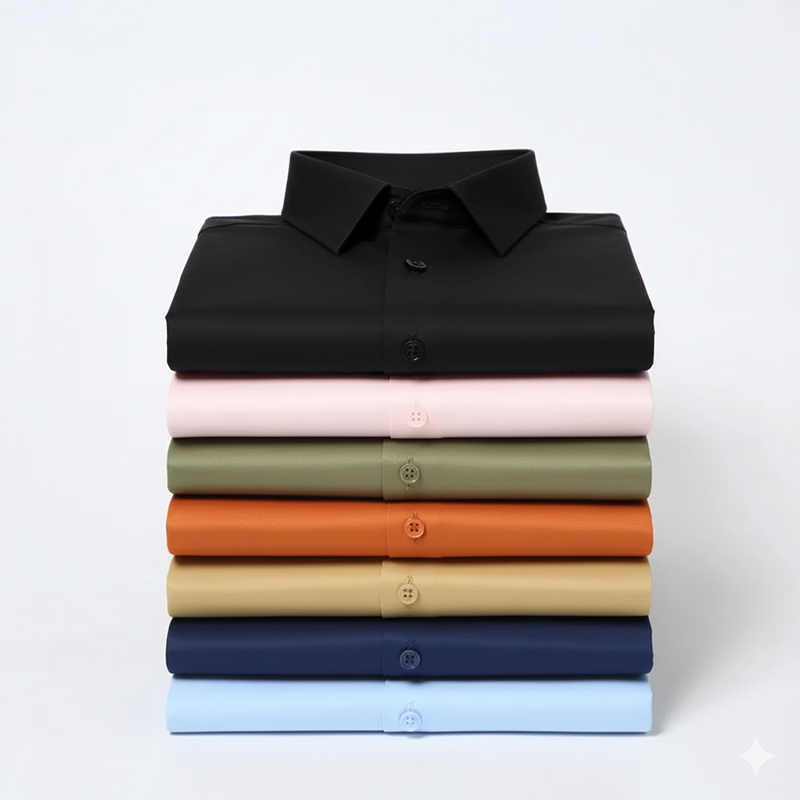 Men's Satin Lycra formal  Full Sleeve shirt Black