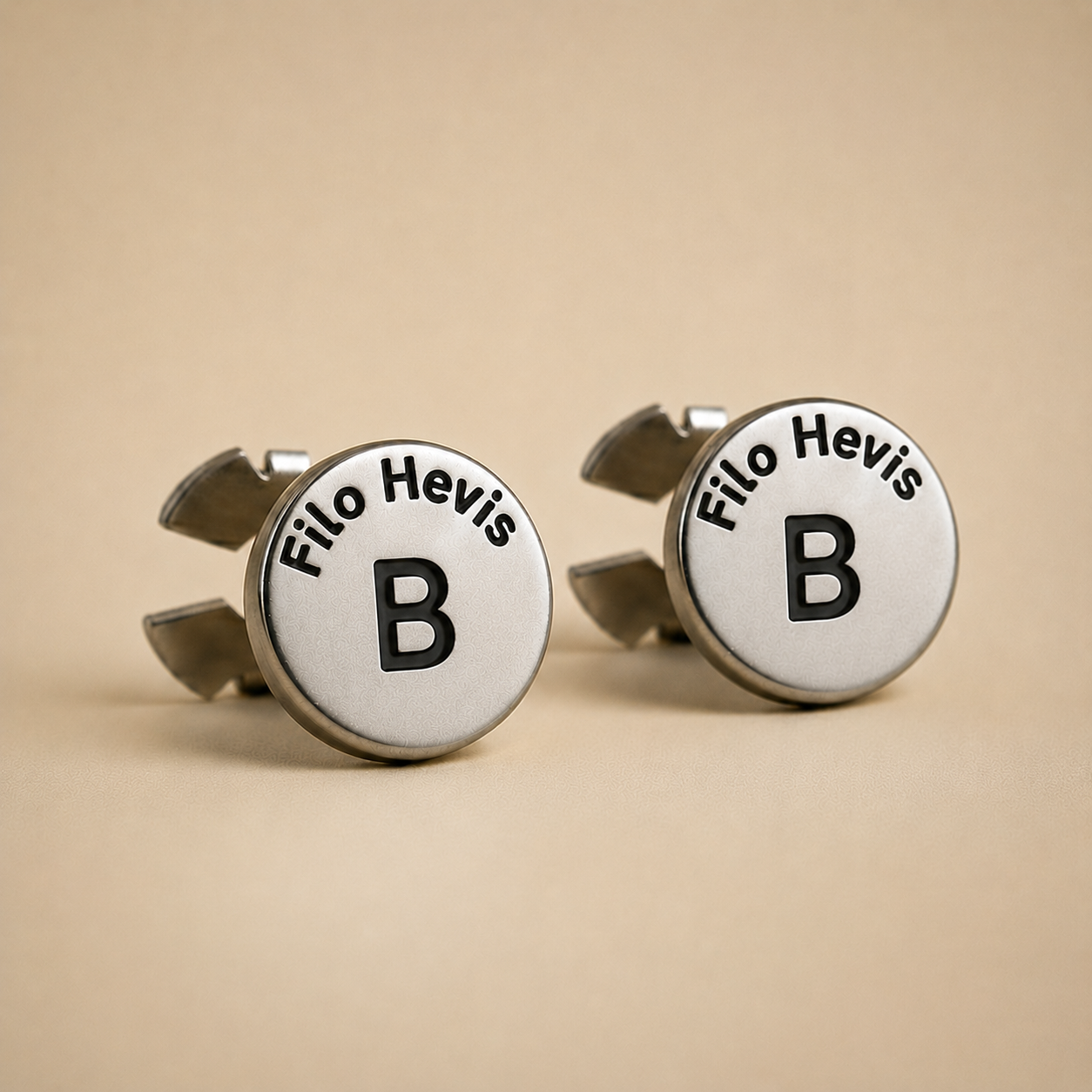 Filohevis Personalised Silver Initial Cufflinks – B | Engraved Letter Unisex Metal Cufflinks | Formal Shirt Accessory (1 Pair)