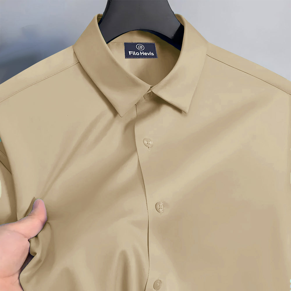 Men's Satin Lycra formal Full Sleeve Shirt Beige