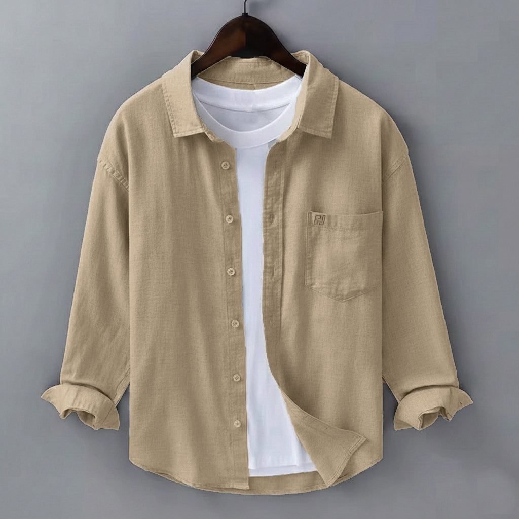 FINE LINEN SHIRTS FOR MEN (Full Sleeves)-Natural Beige