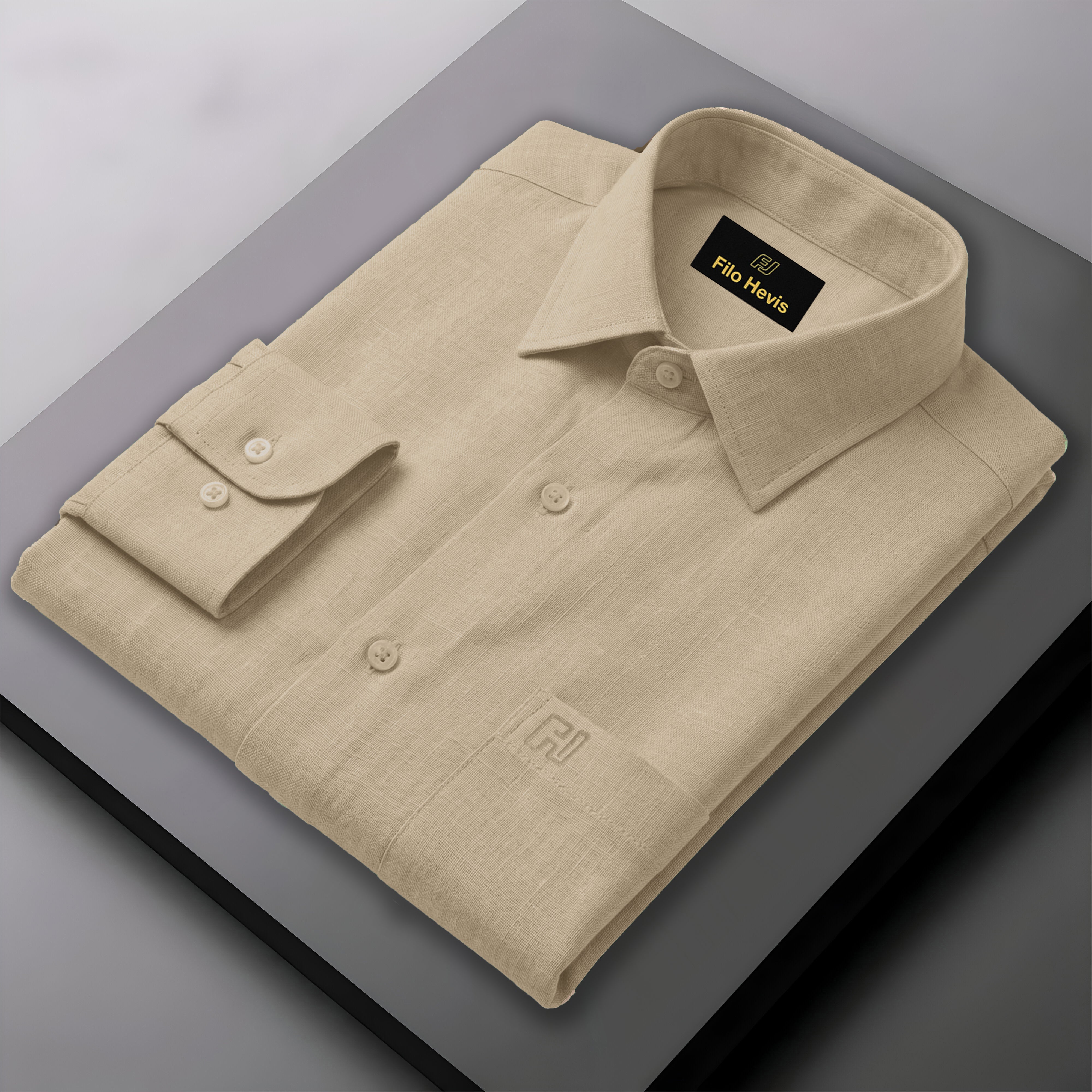 FINE LINEN SHIRTS FOR MEN (Full Sleeves)-Natural Beige